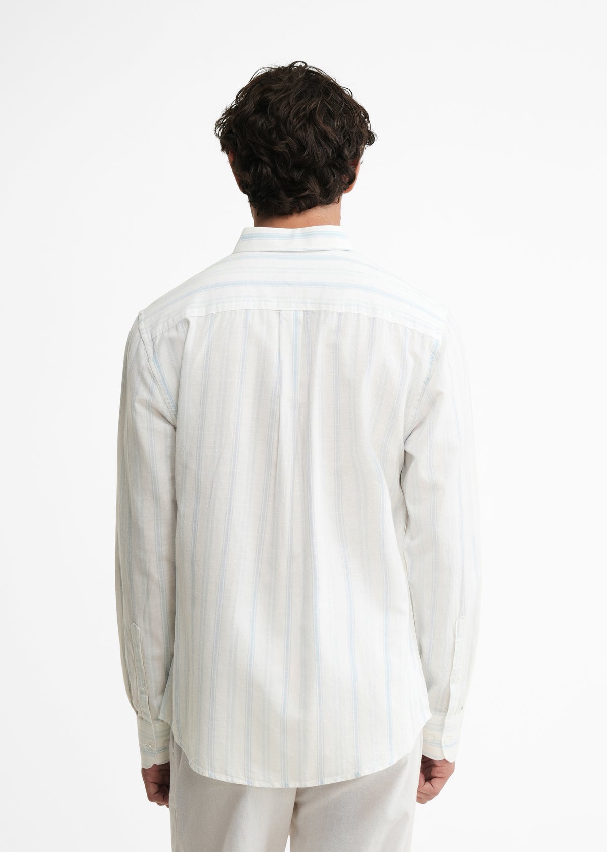 Light Blue Lyocell Linen Stripe Shirt