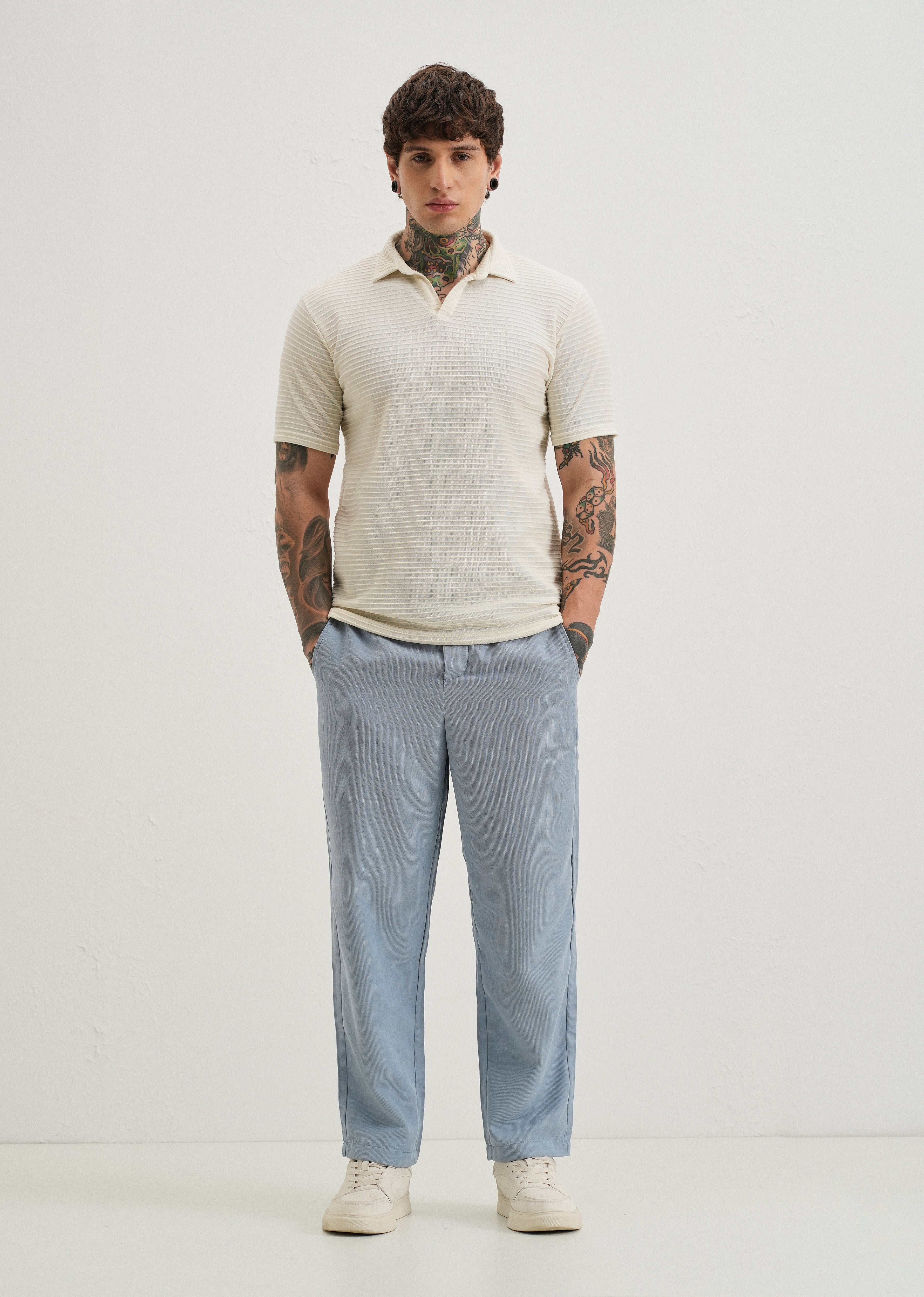 Light Blue Pin Stripe Corduroy Pant