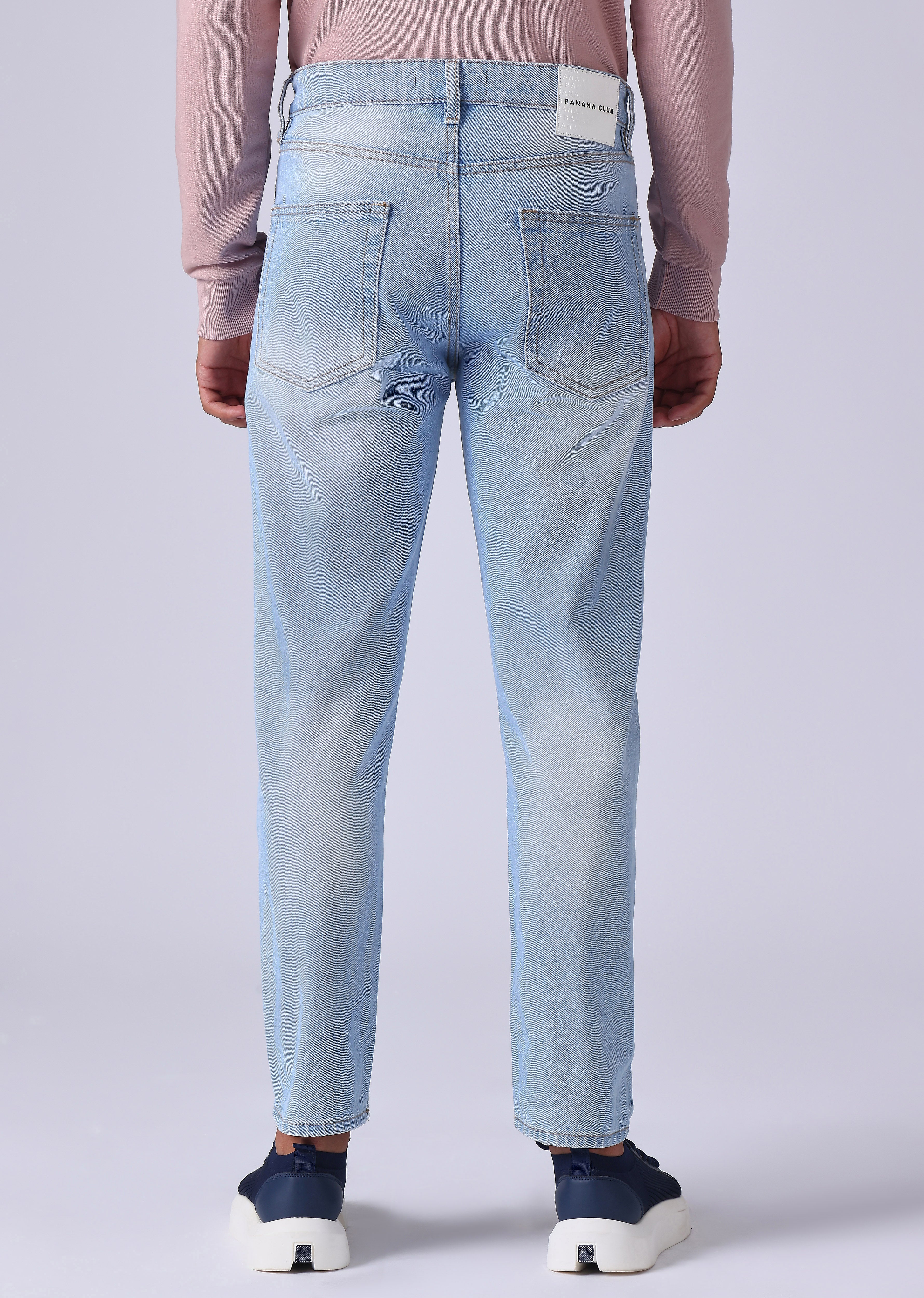 Light Blue Ripped Carrot Fit Jeans