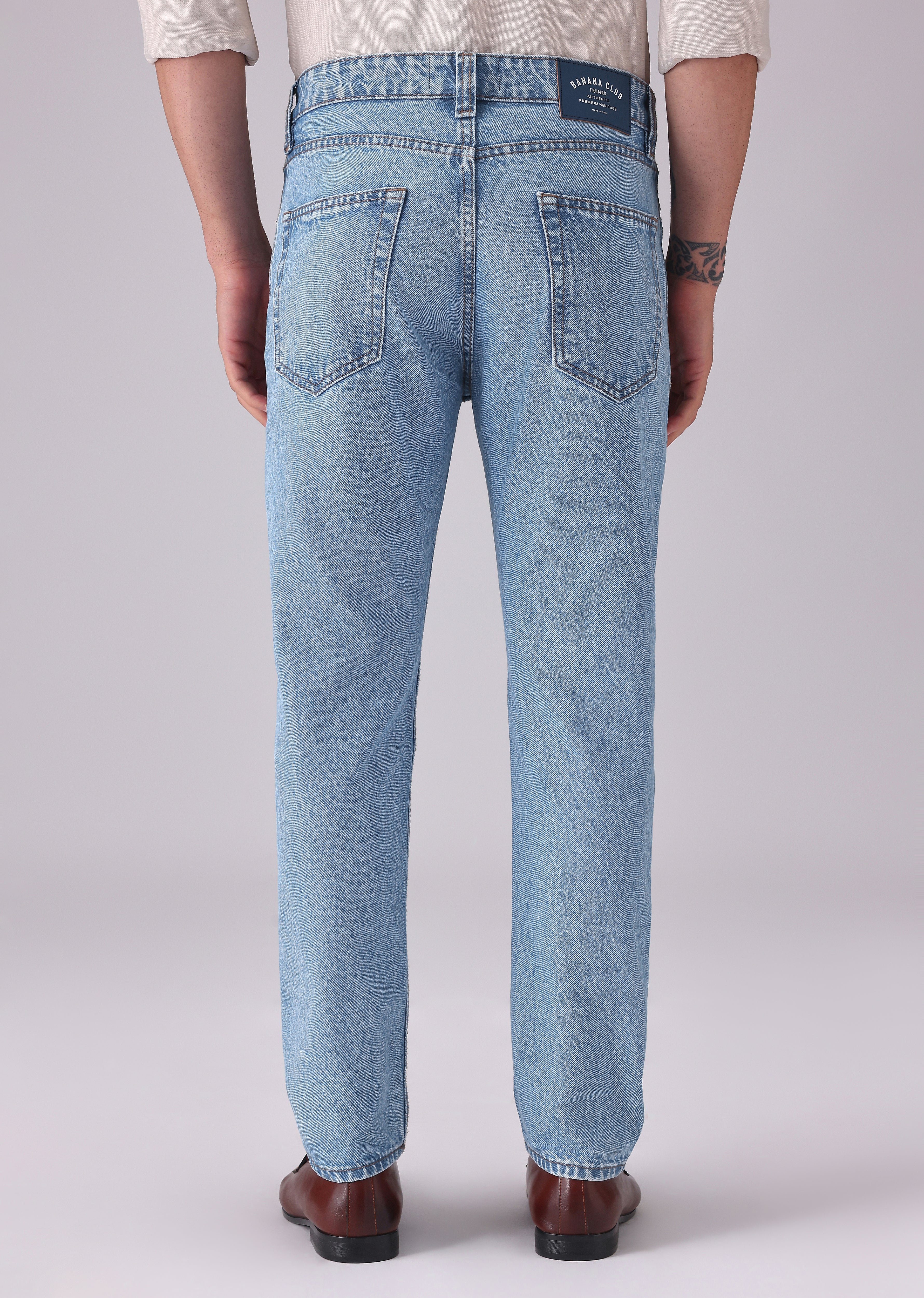 Light Blue Wash Carrot Fit Jeans