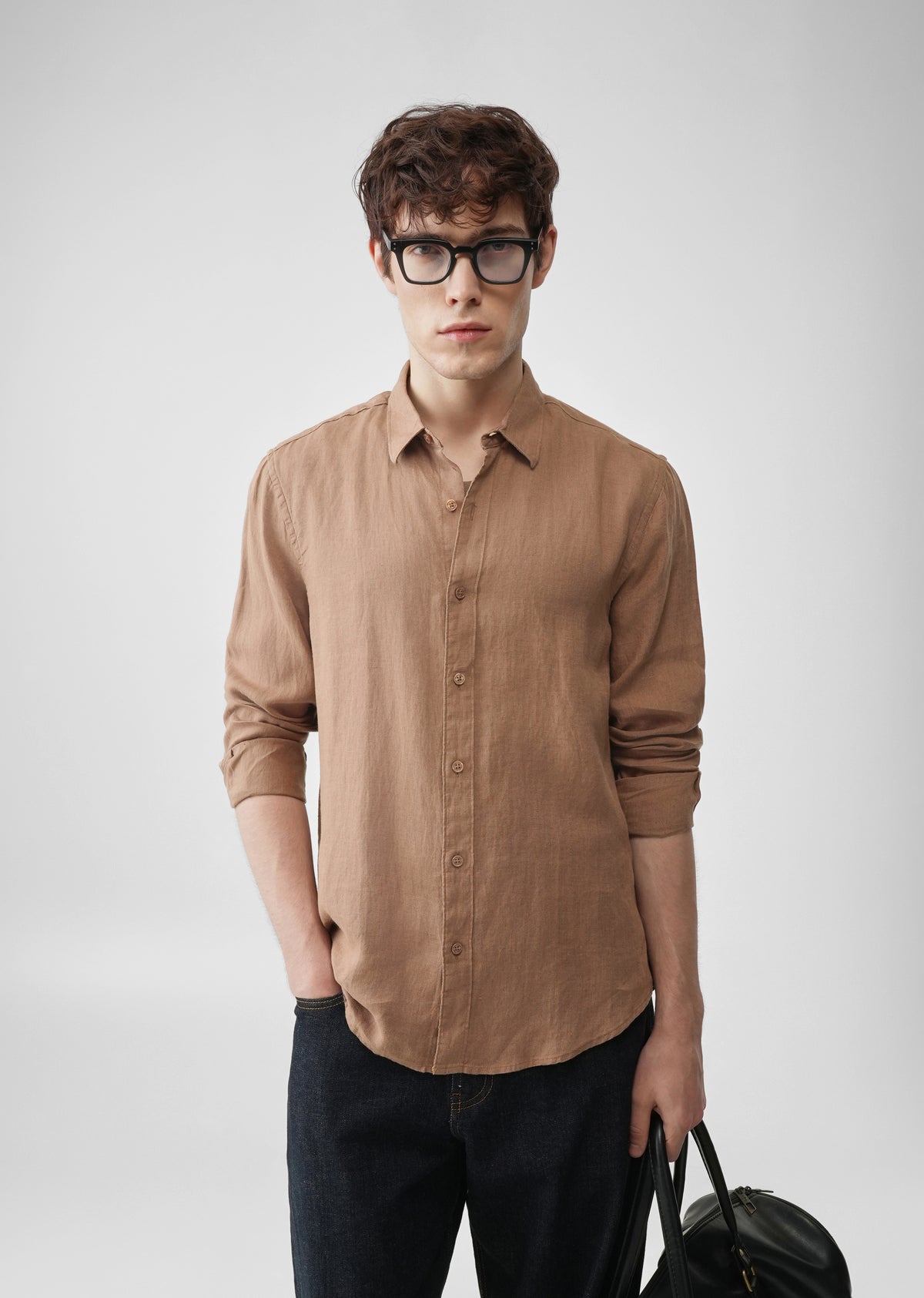 Light Brown 100% Pure Linen Shirt