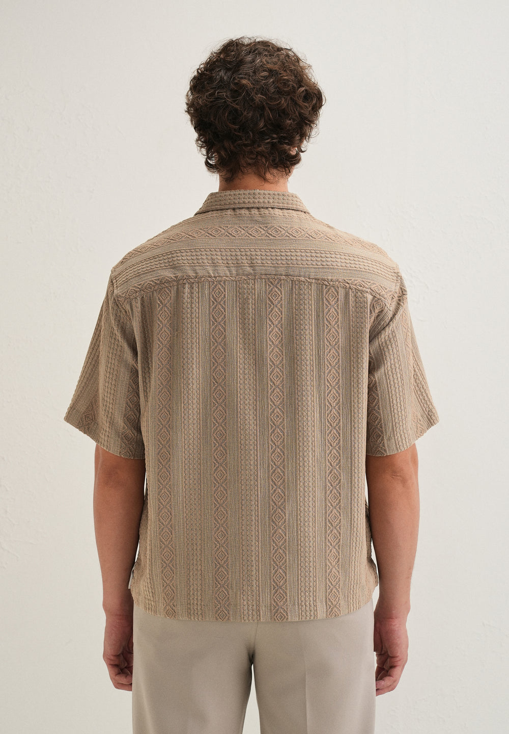 Light Brown Geometric Textured Shirt