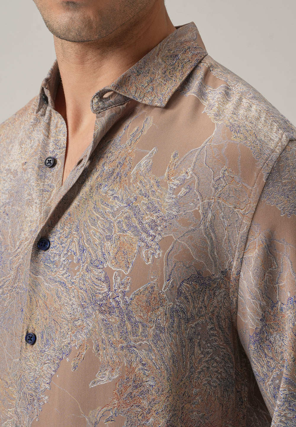 Light Brown Intricate Print Feather Shirt