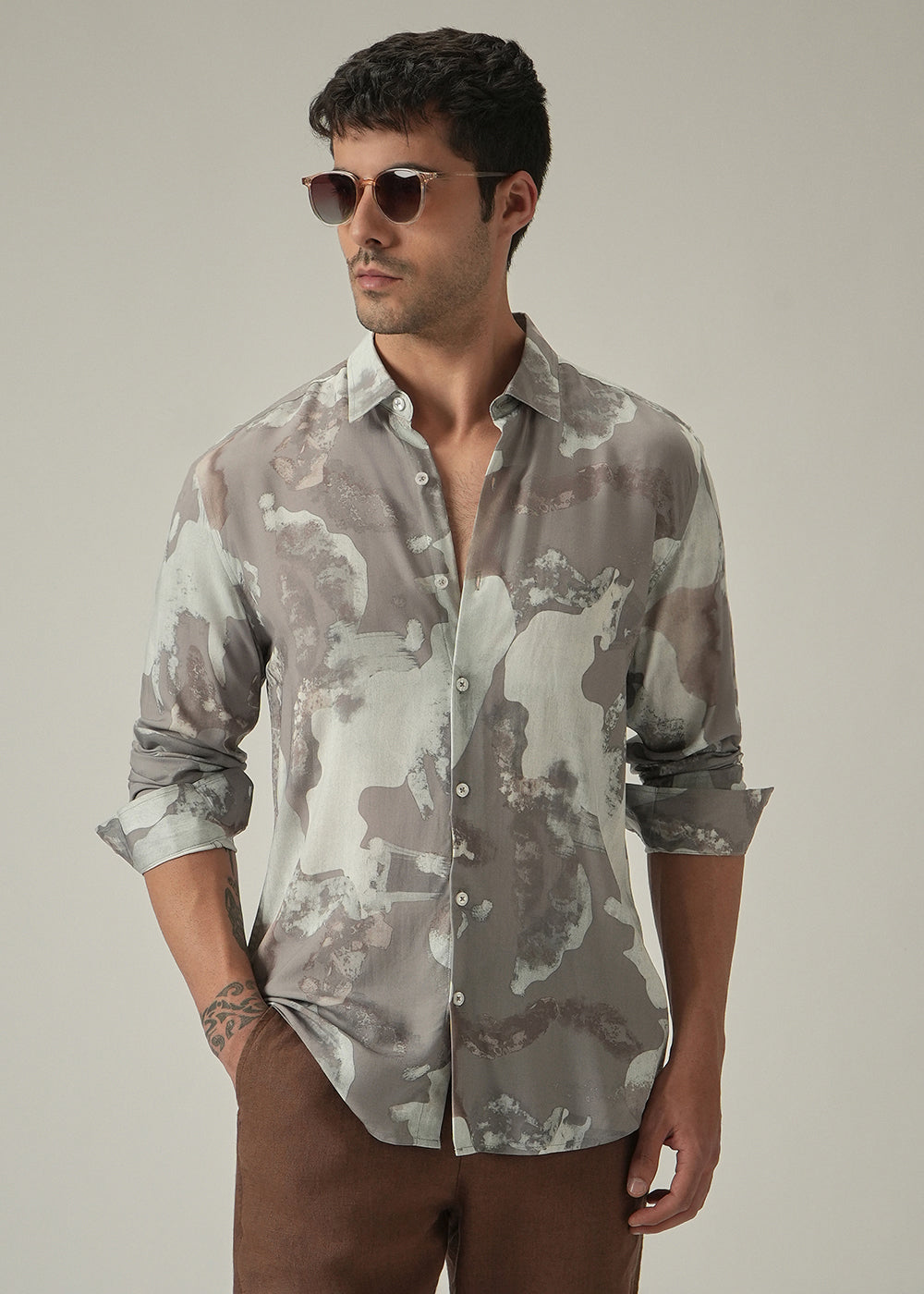 Light Brown Print Shirt