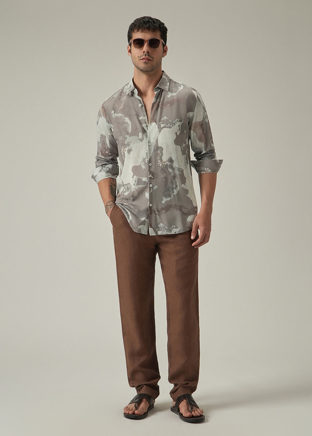 Light Brown Print Shirt