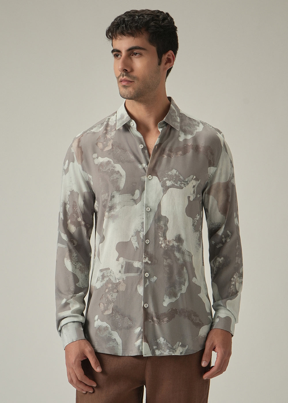 Light Brown Print Shirt