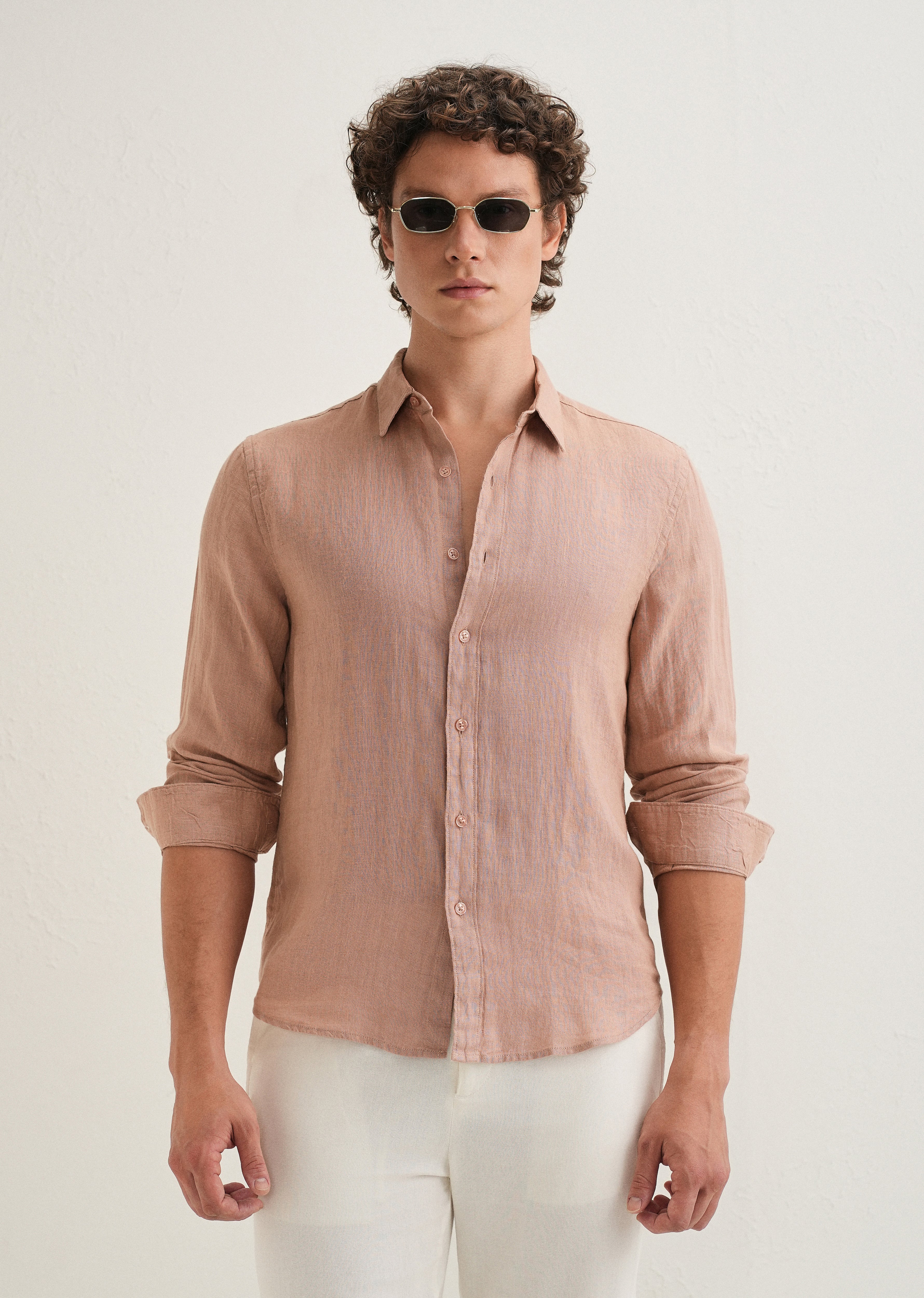 Light Brown Pure Linen Shirt