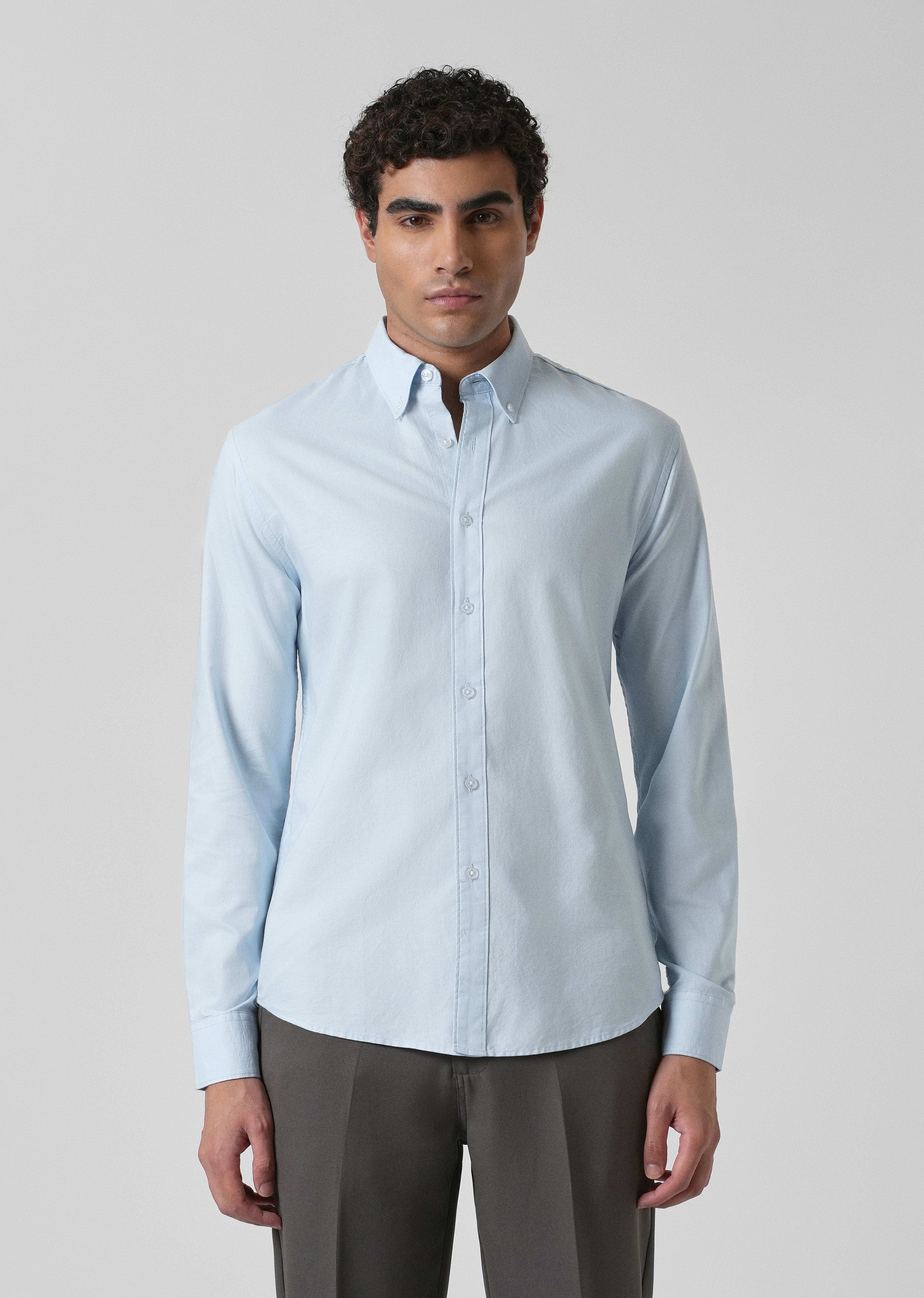 Light Cobalt Blue Plain Oxford Shirt