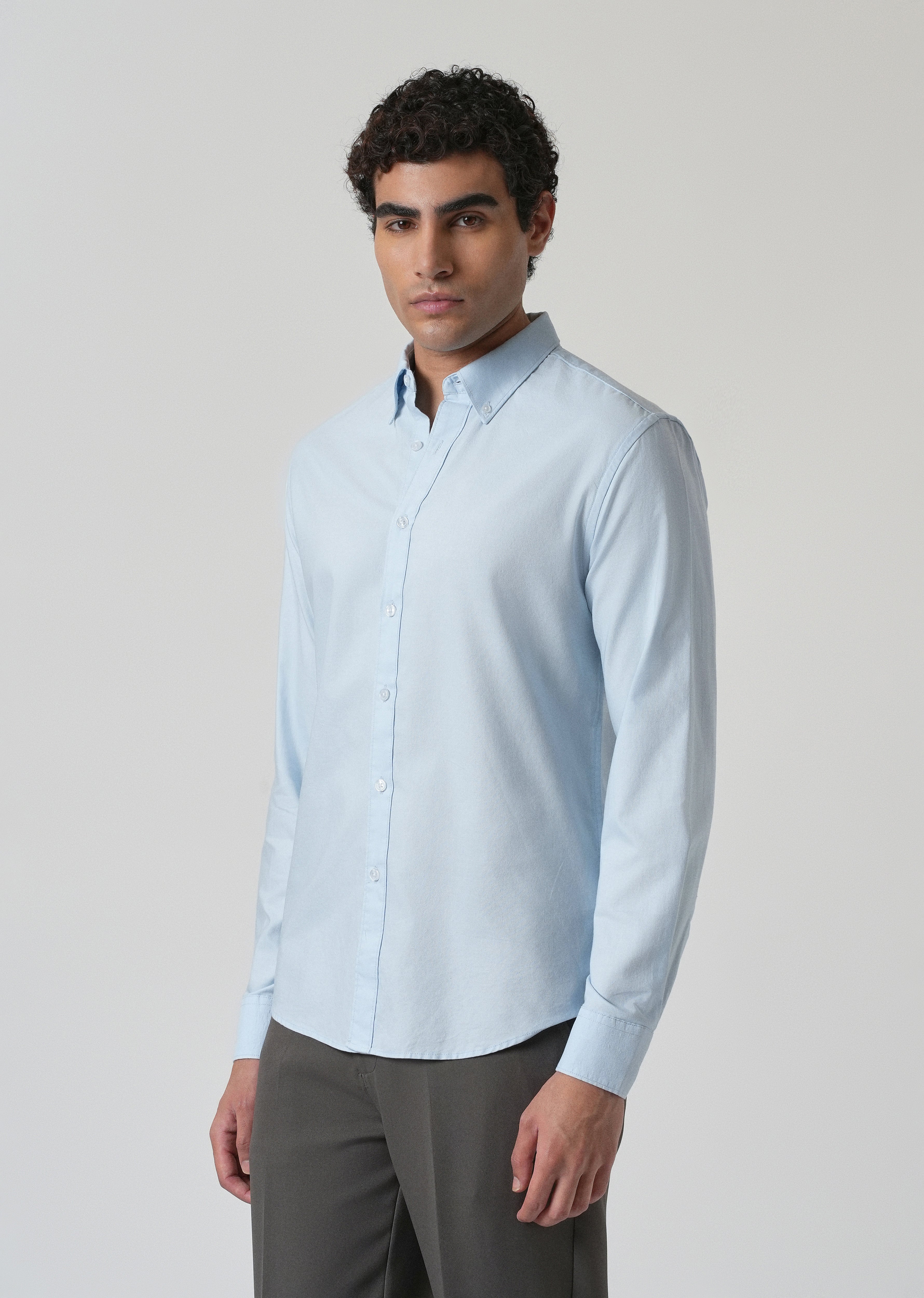 Light Cobalt Blue Plain Oxford Shirt