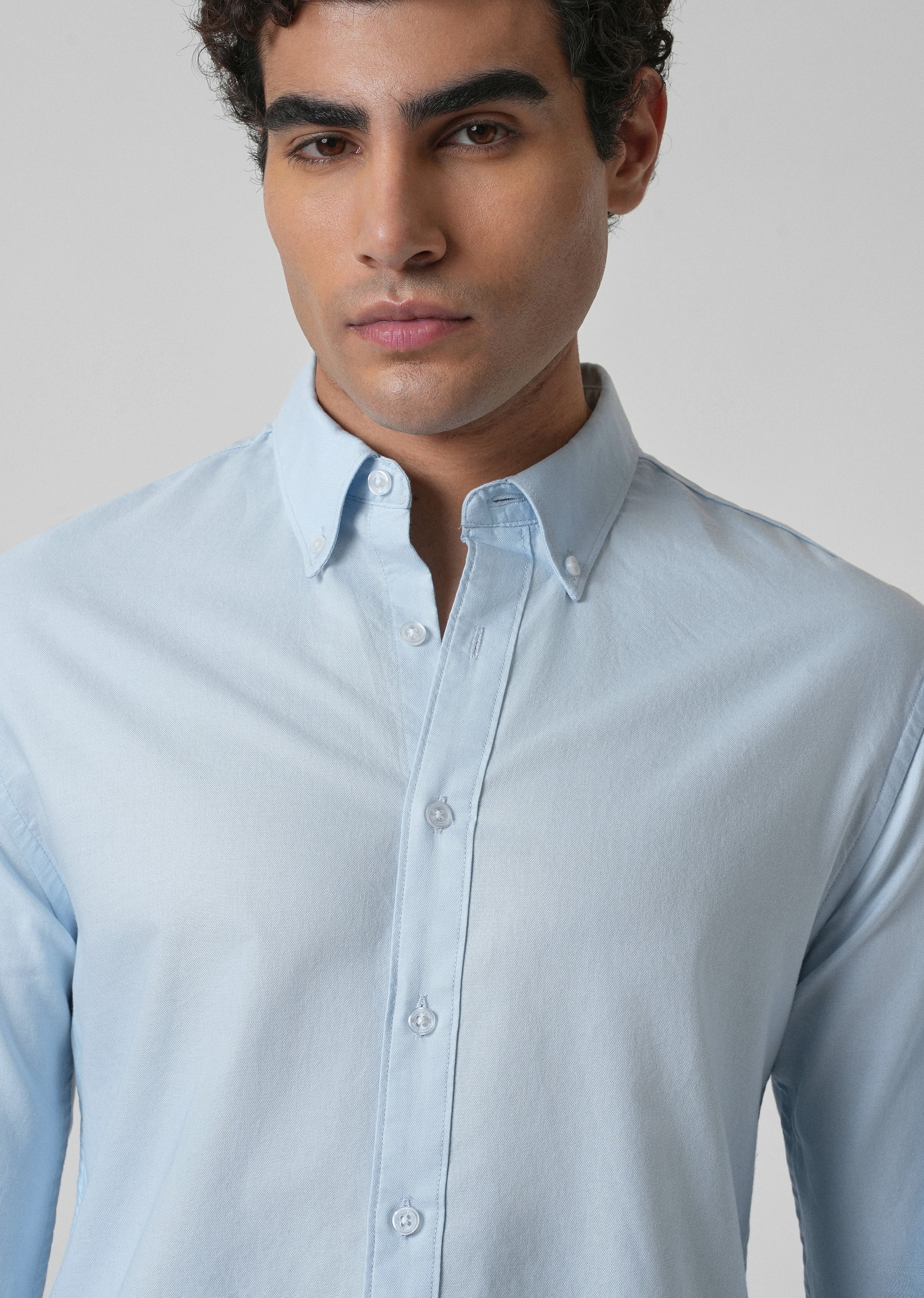 Light Cobalt Blue Plain Oxford Shirt