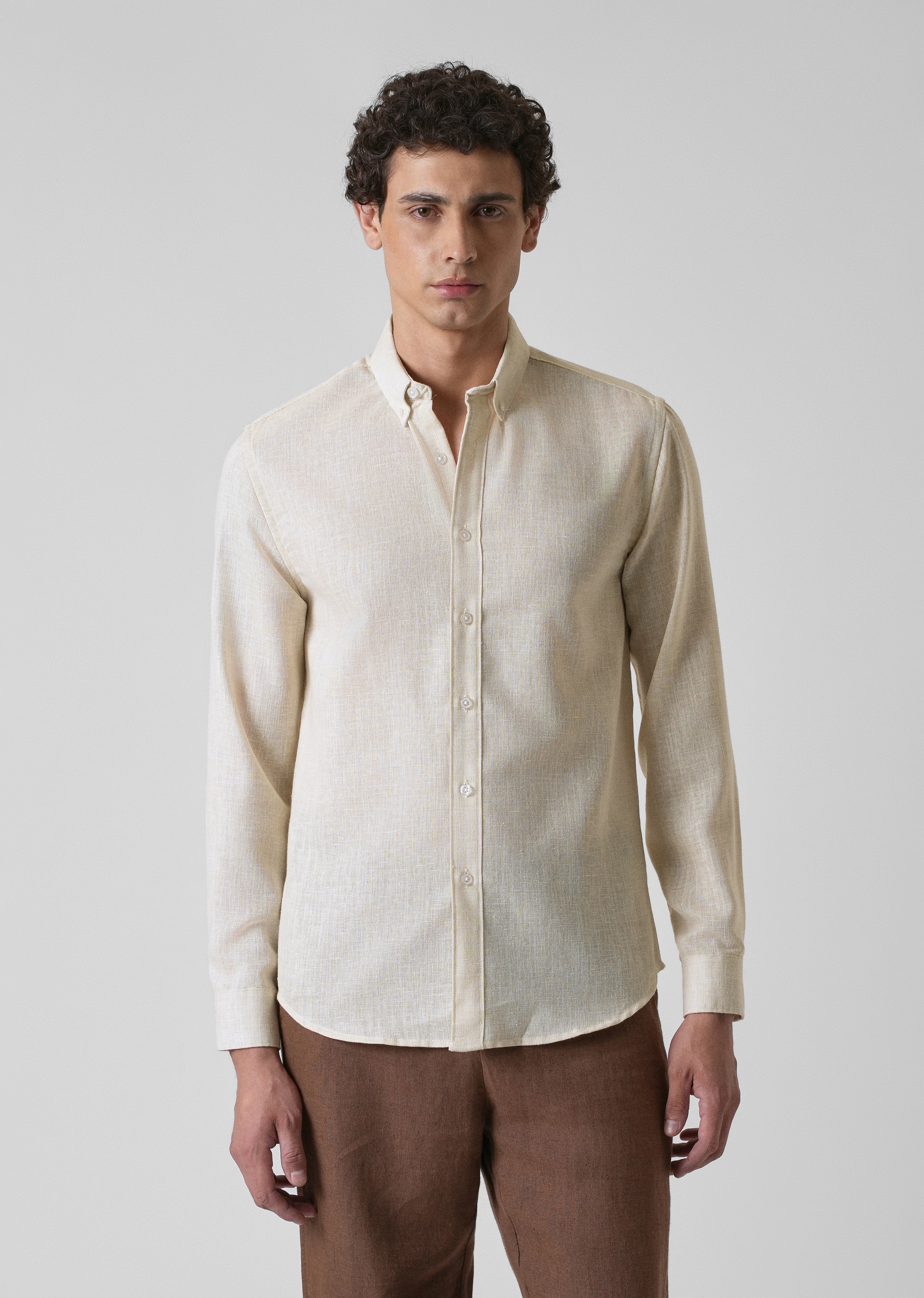 Light Cream Blended Linen shirt