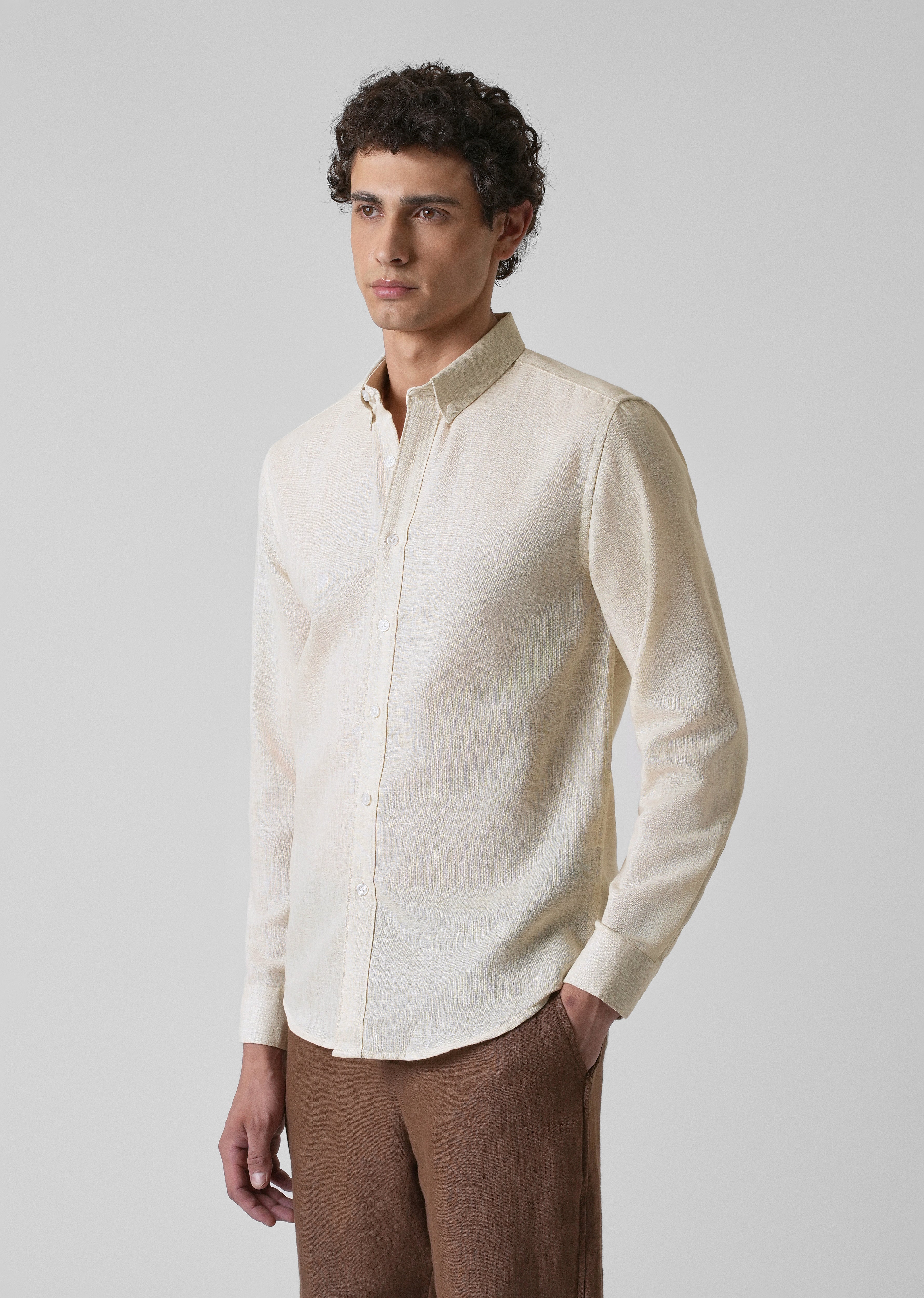 Light Cream Blended Linen shirt