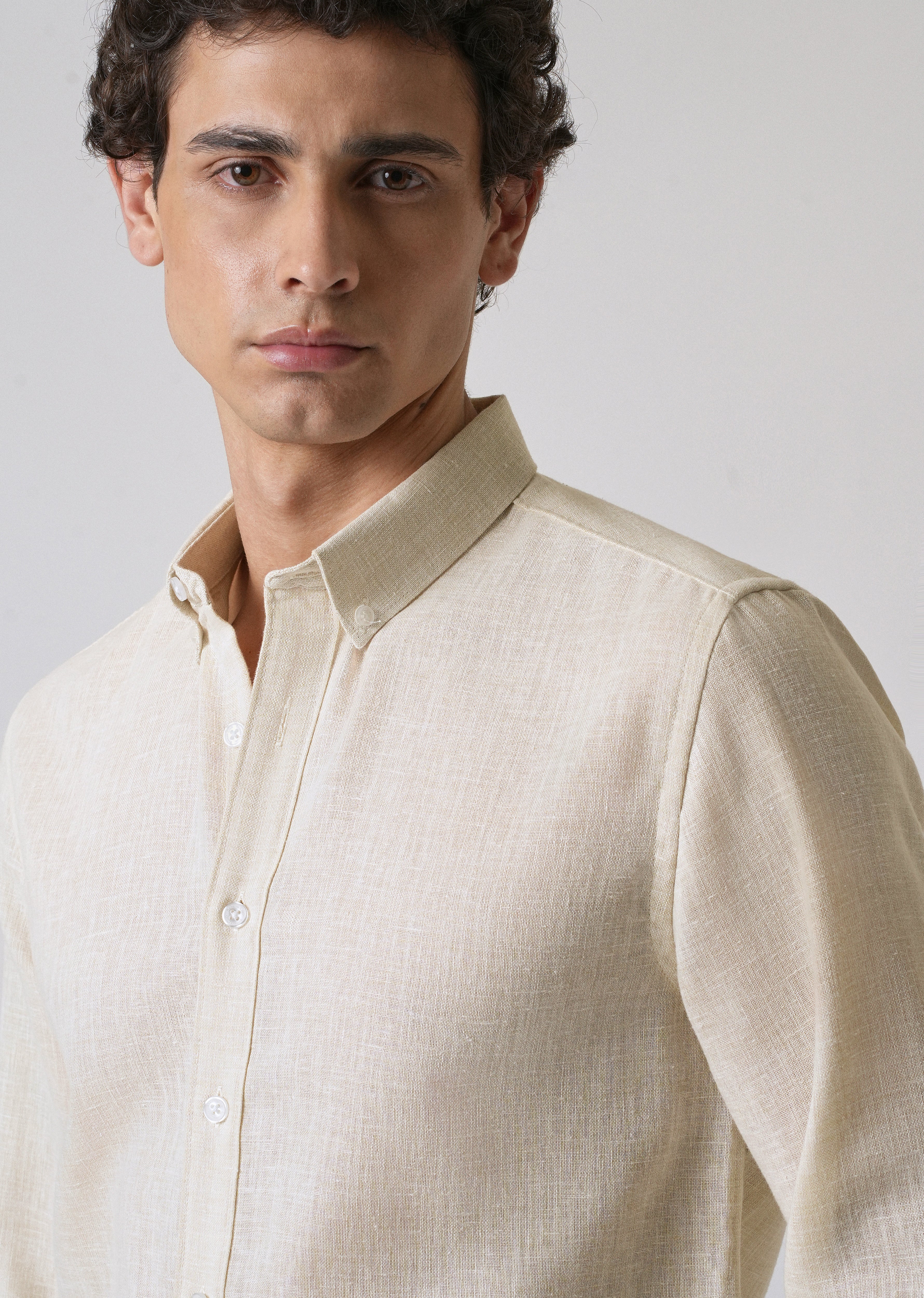 Light Cream Blended Linen shirt