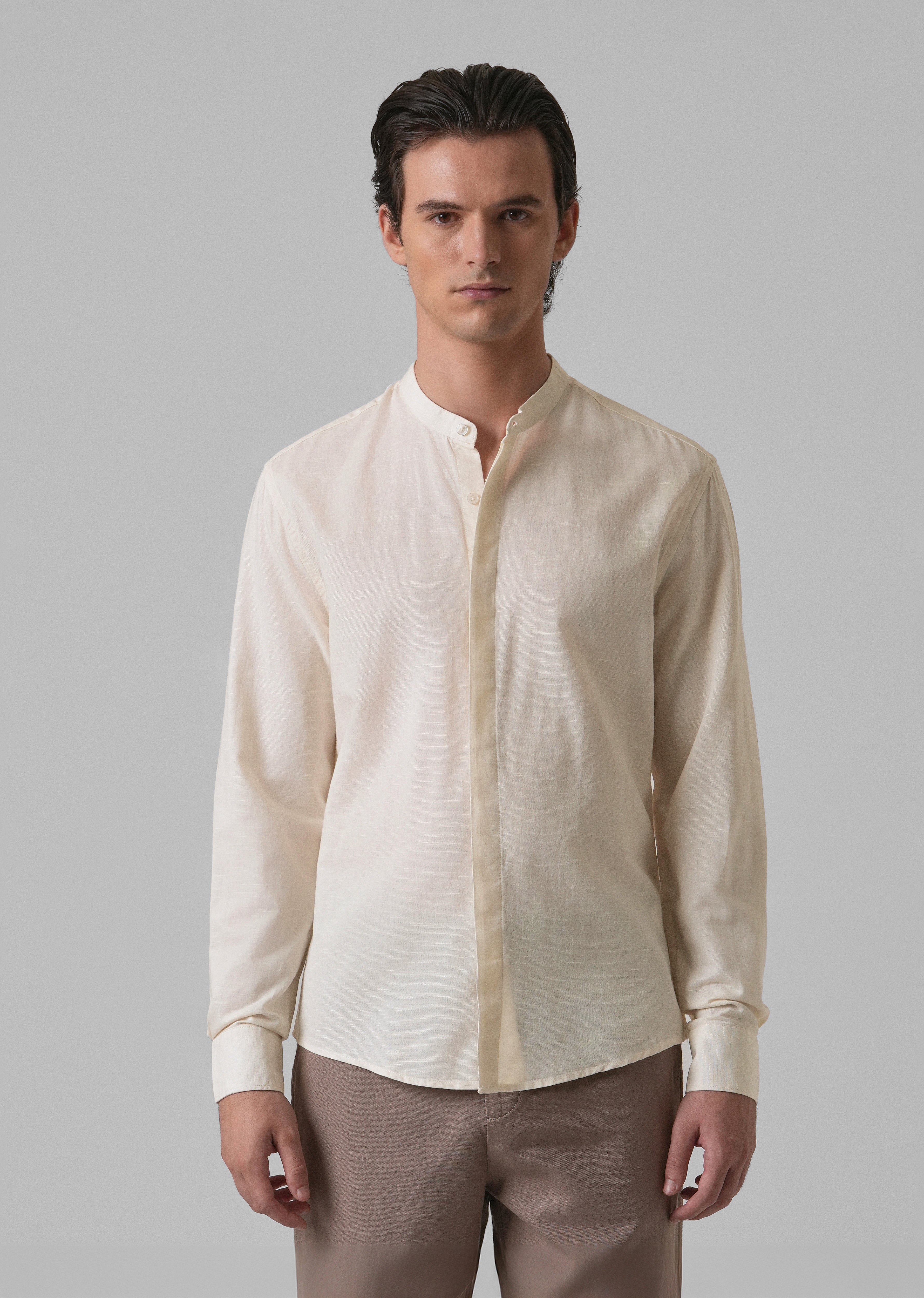 Light Cream Cotton Linen Shirt