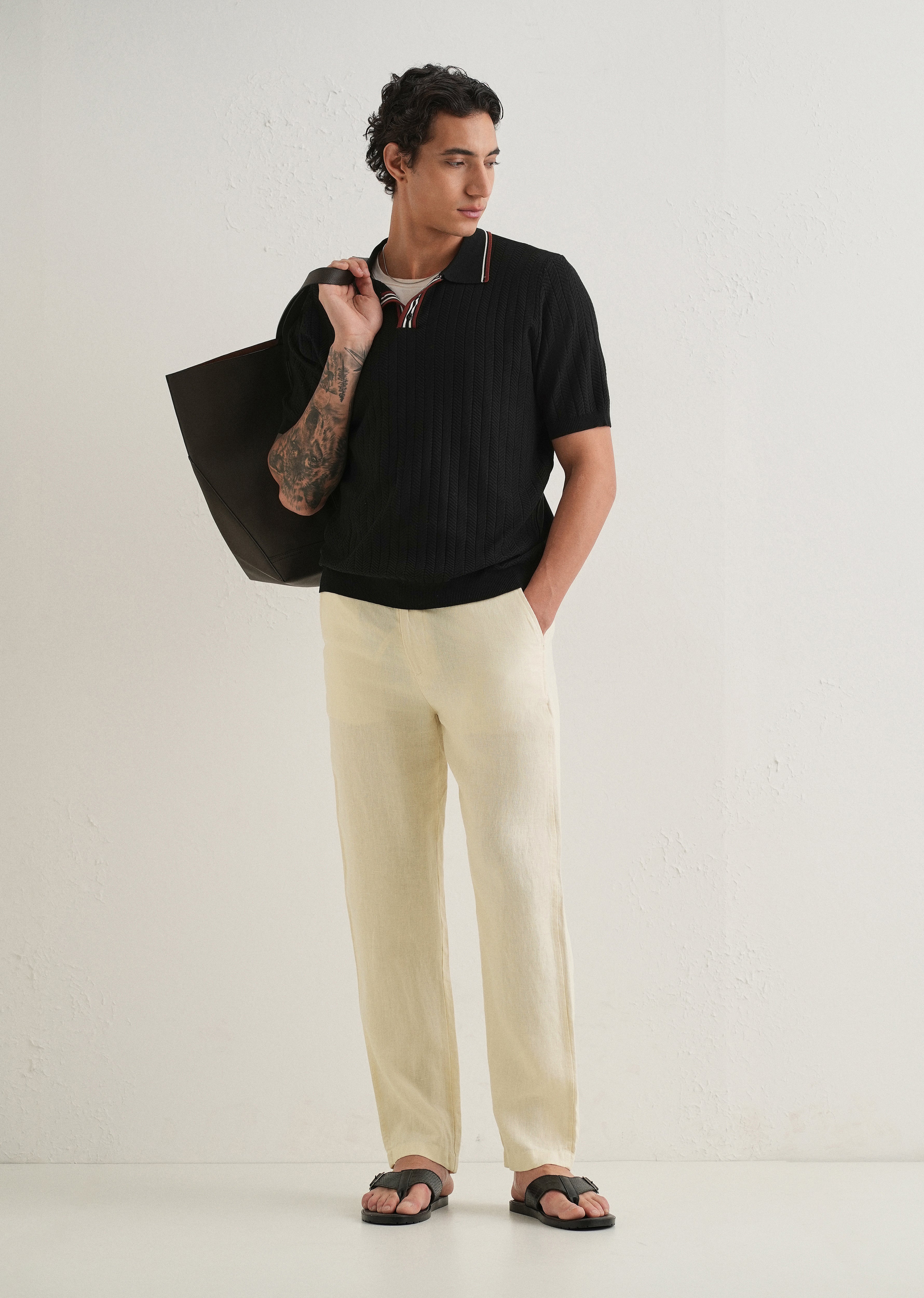 Light Cream Linen Pant