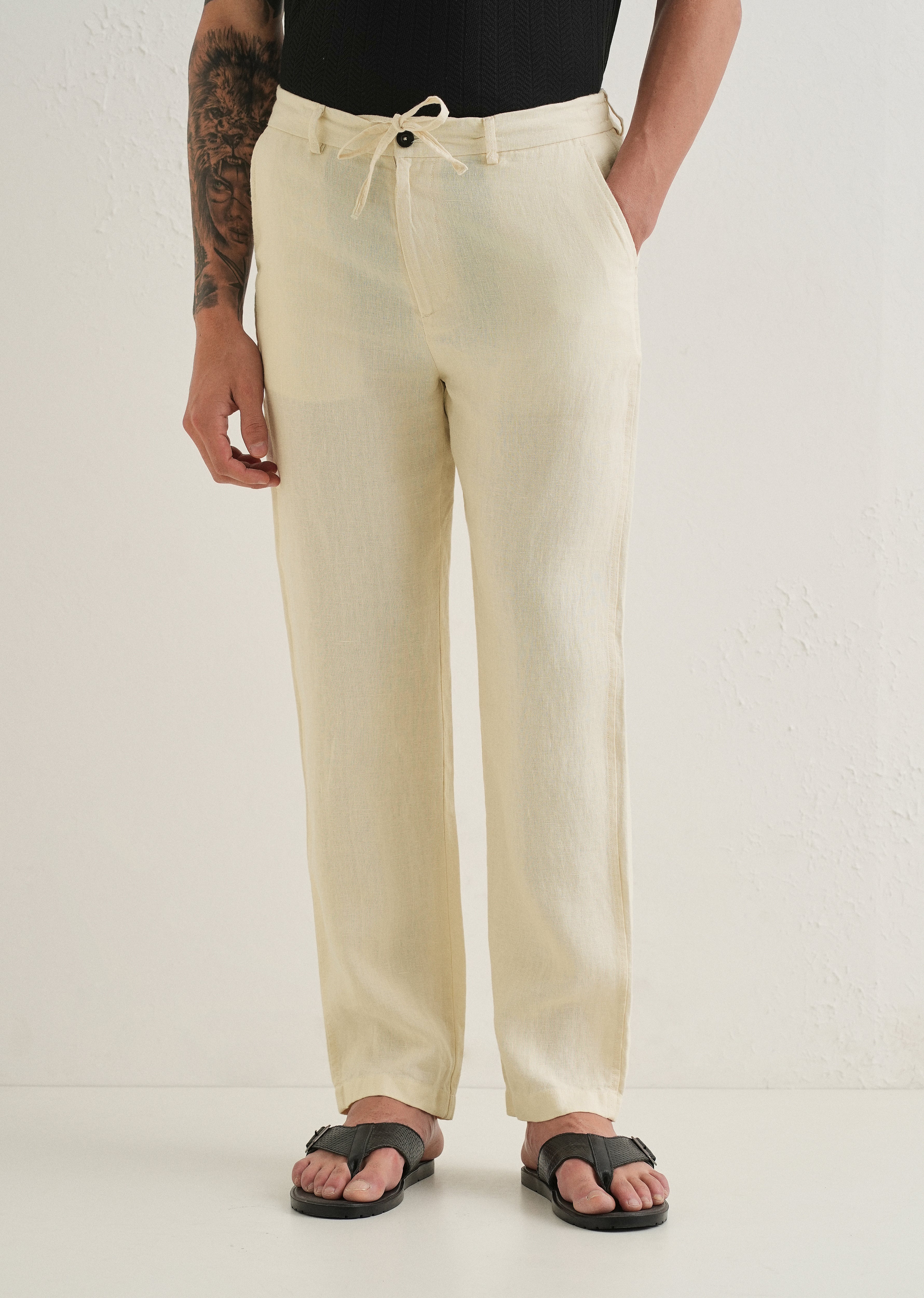 Light Cream Linen Pant