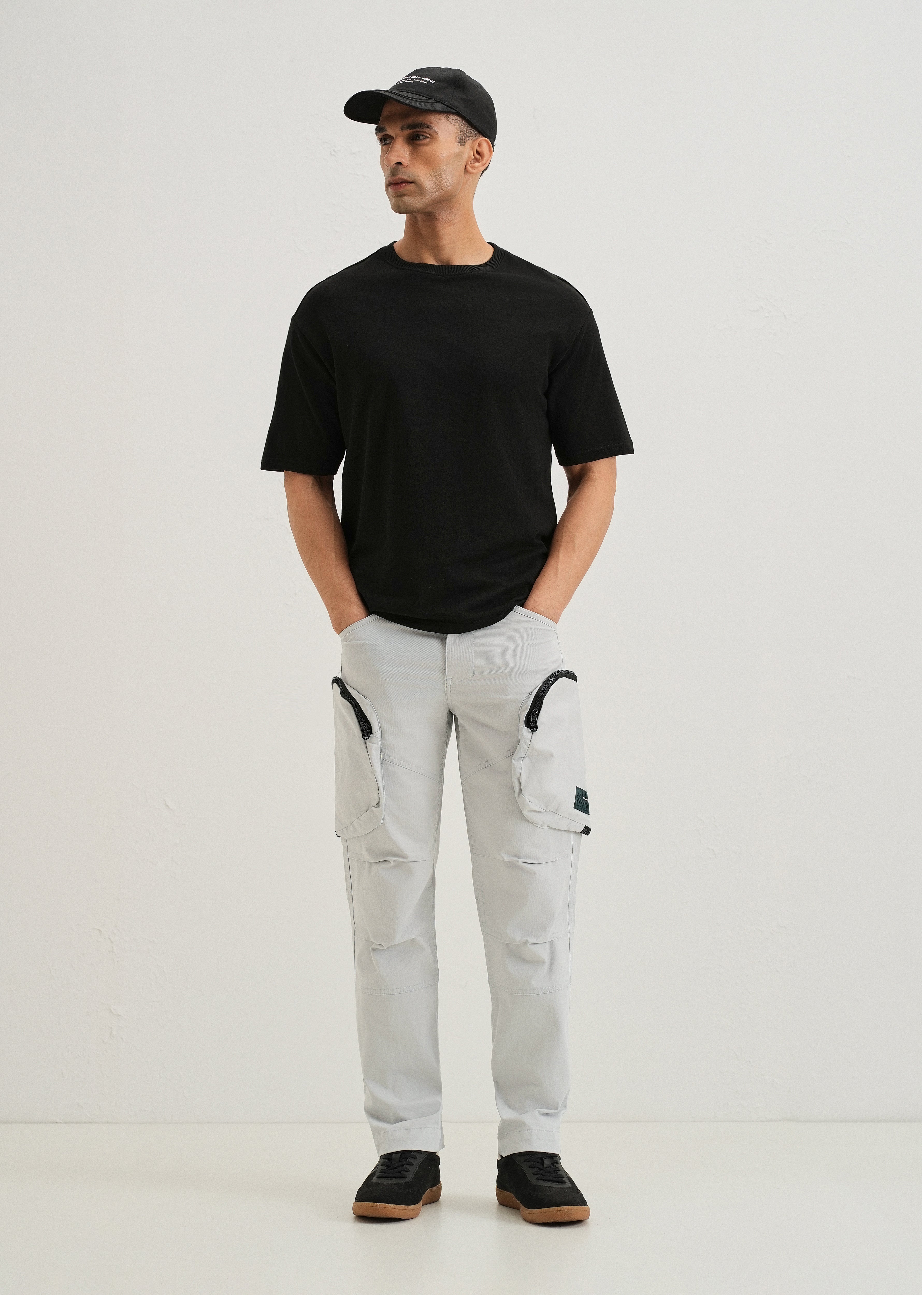 Light Gray Zipper Cargo Pant