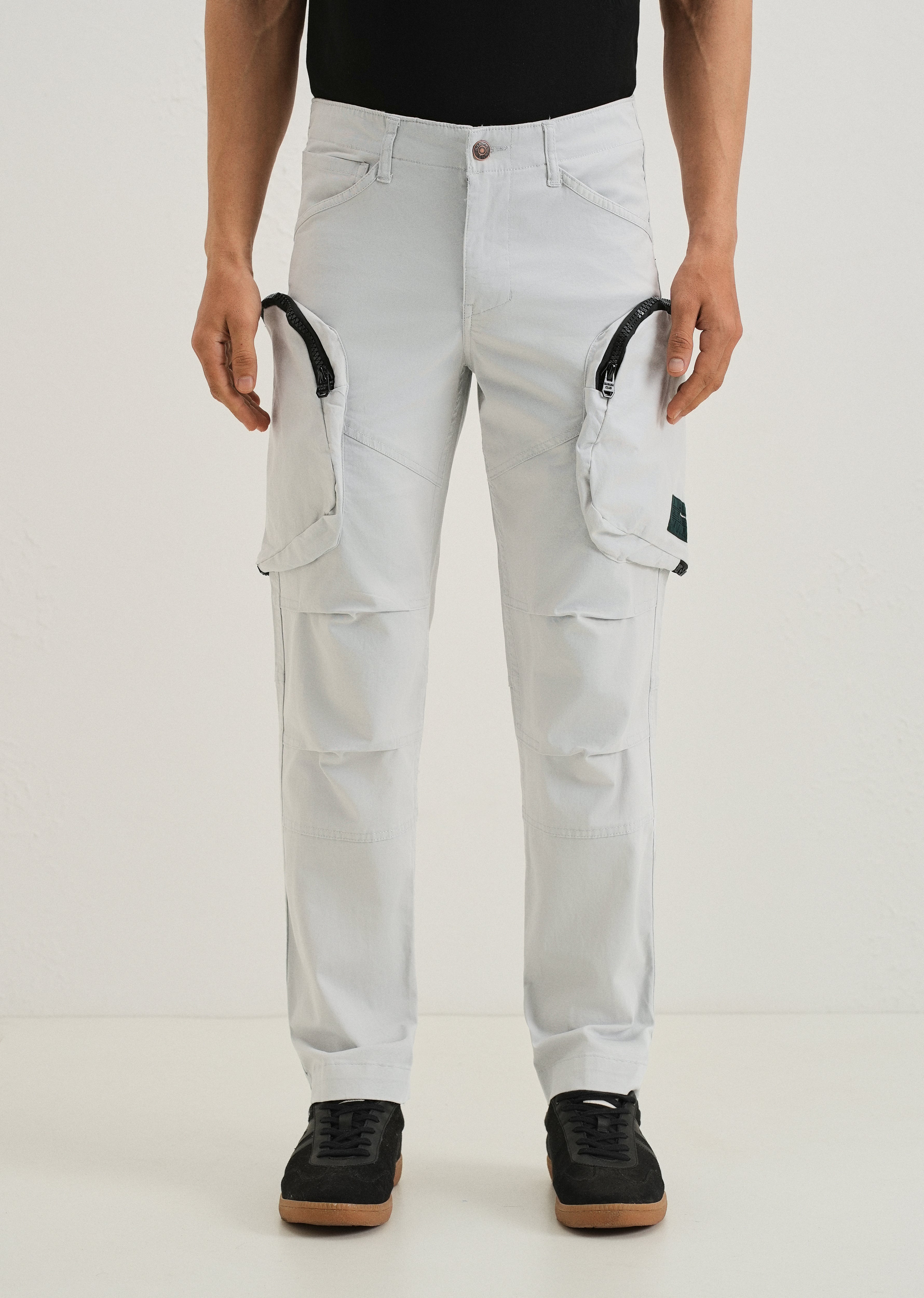 Light Gray Zipper Cargo Pant