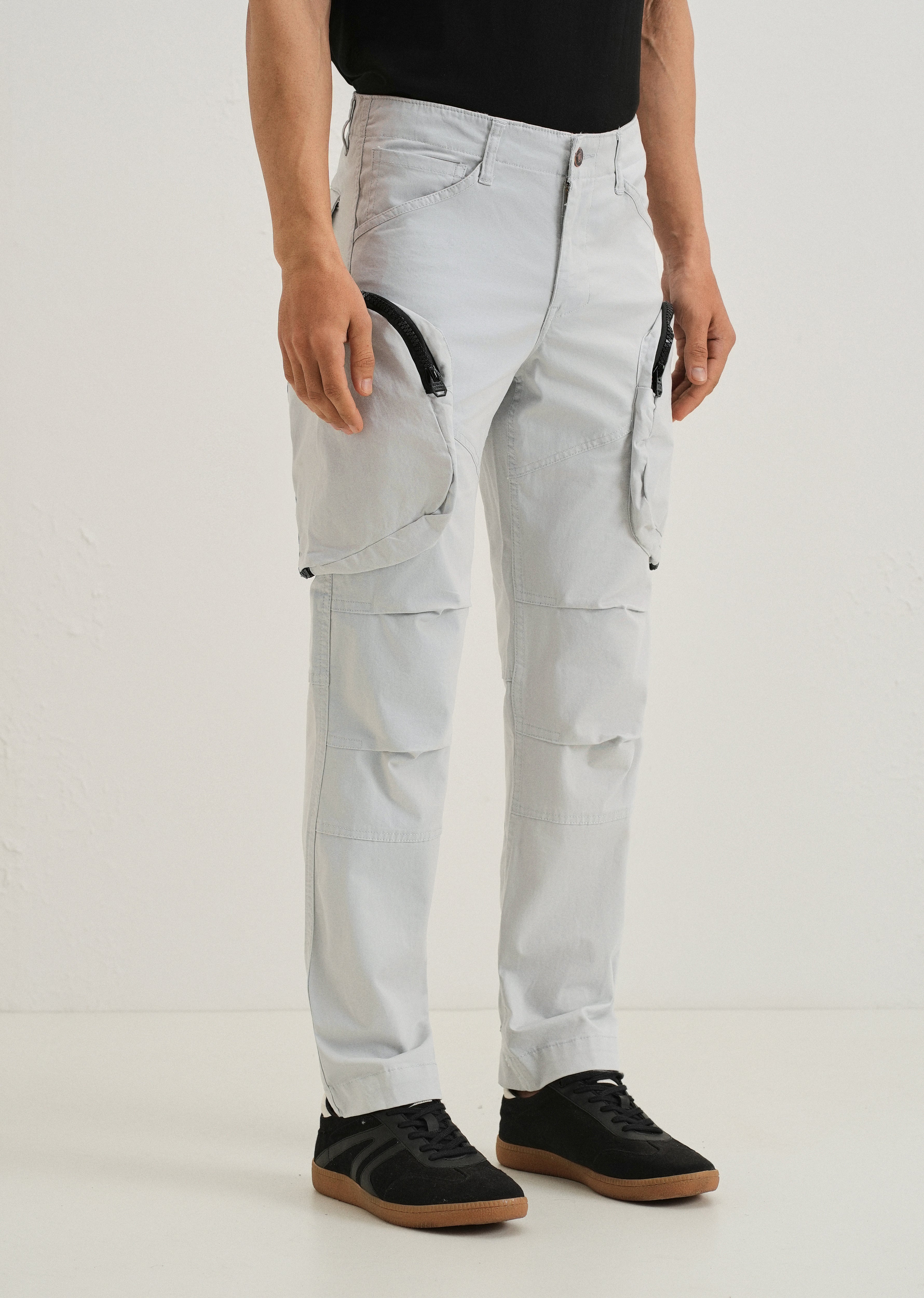 Light Gray Zipper Cargo Pant