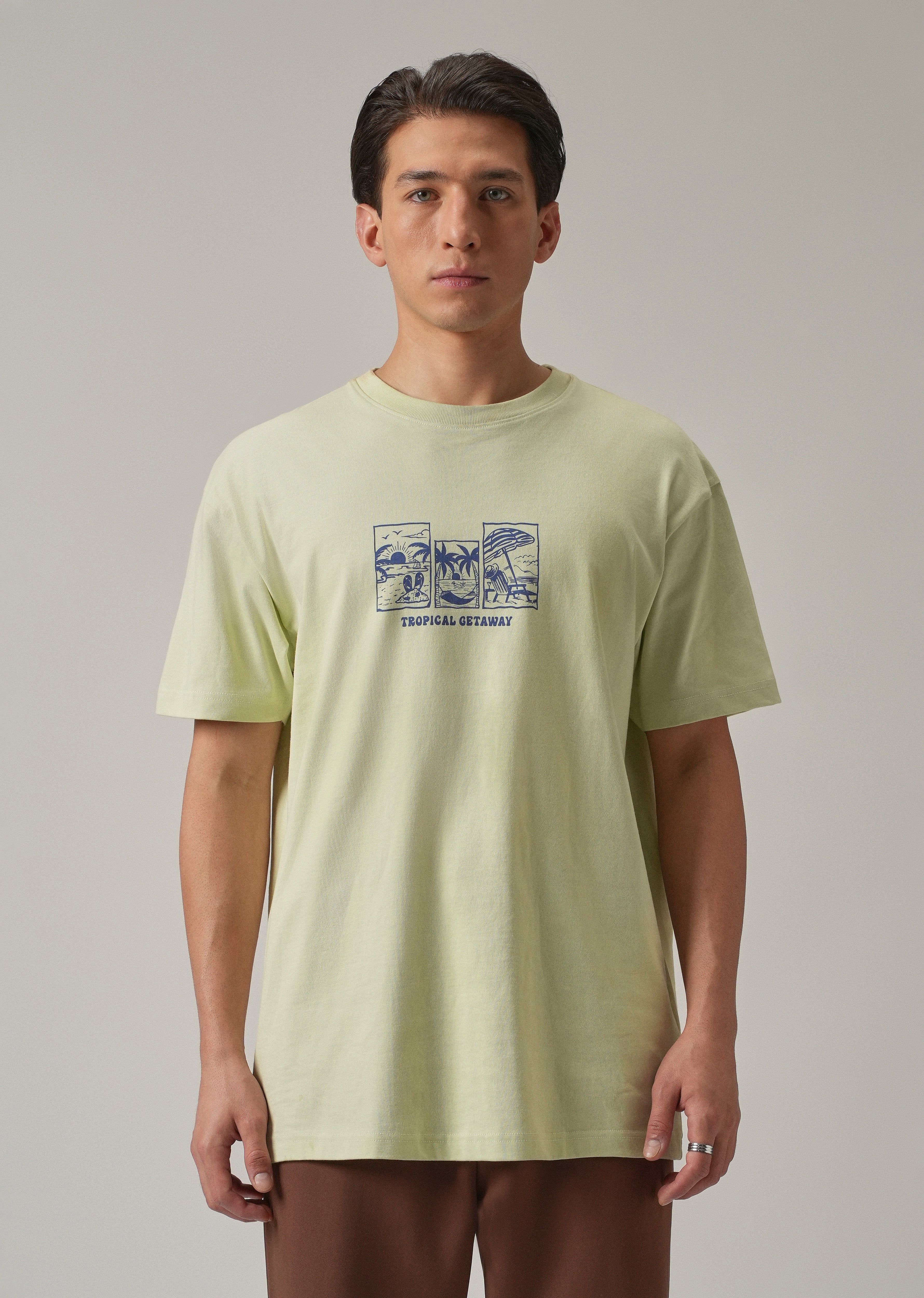 Light Green Back Printed Oversized T-Shirt