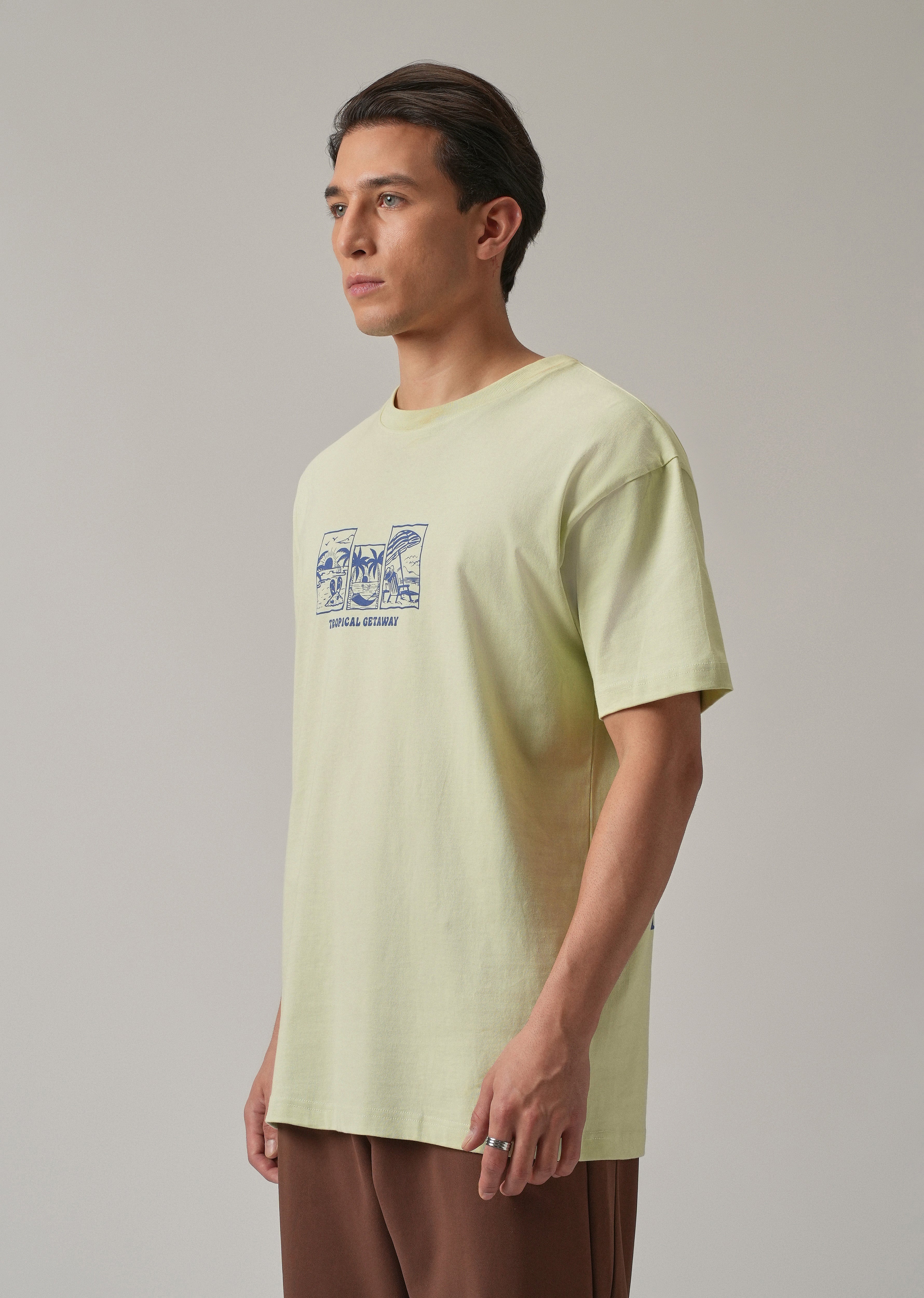 Light Green Back Printed Oversized T-Shirt