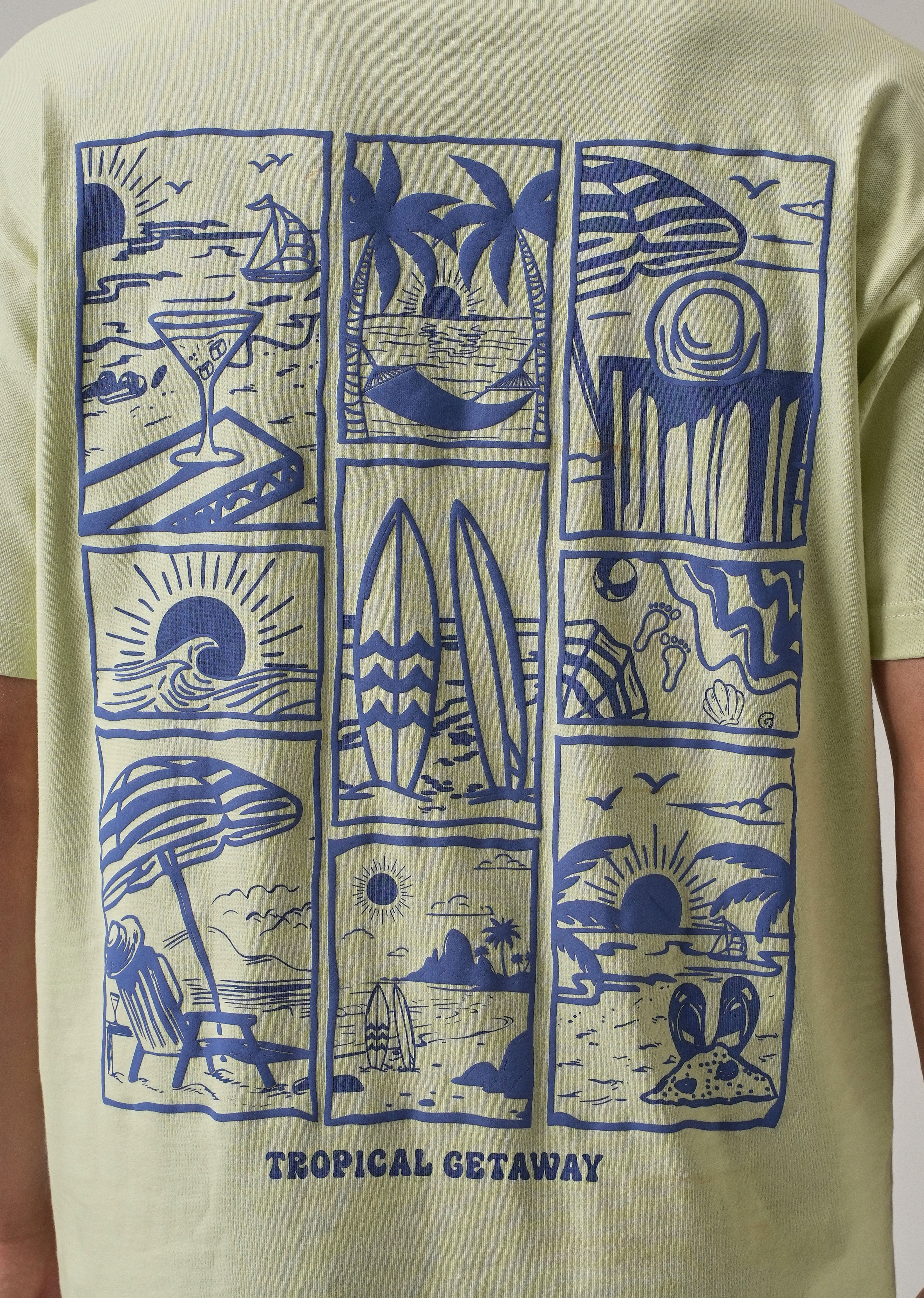 Light Green Back Printed Oversized T-Shirt