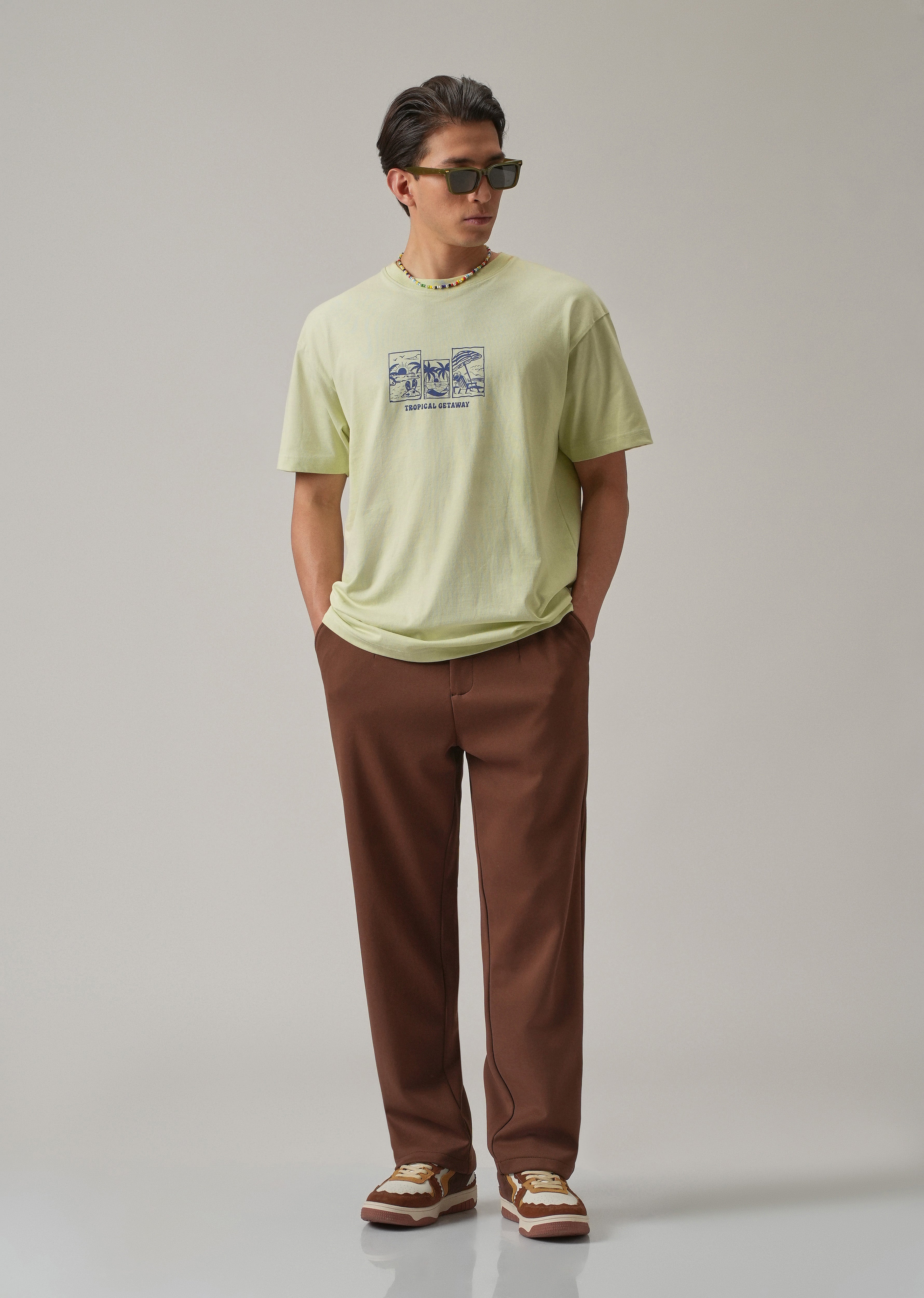 Light Green Back Printed Oversized T-Shirt