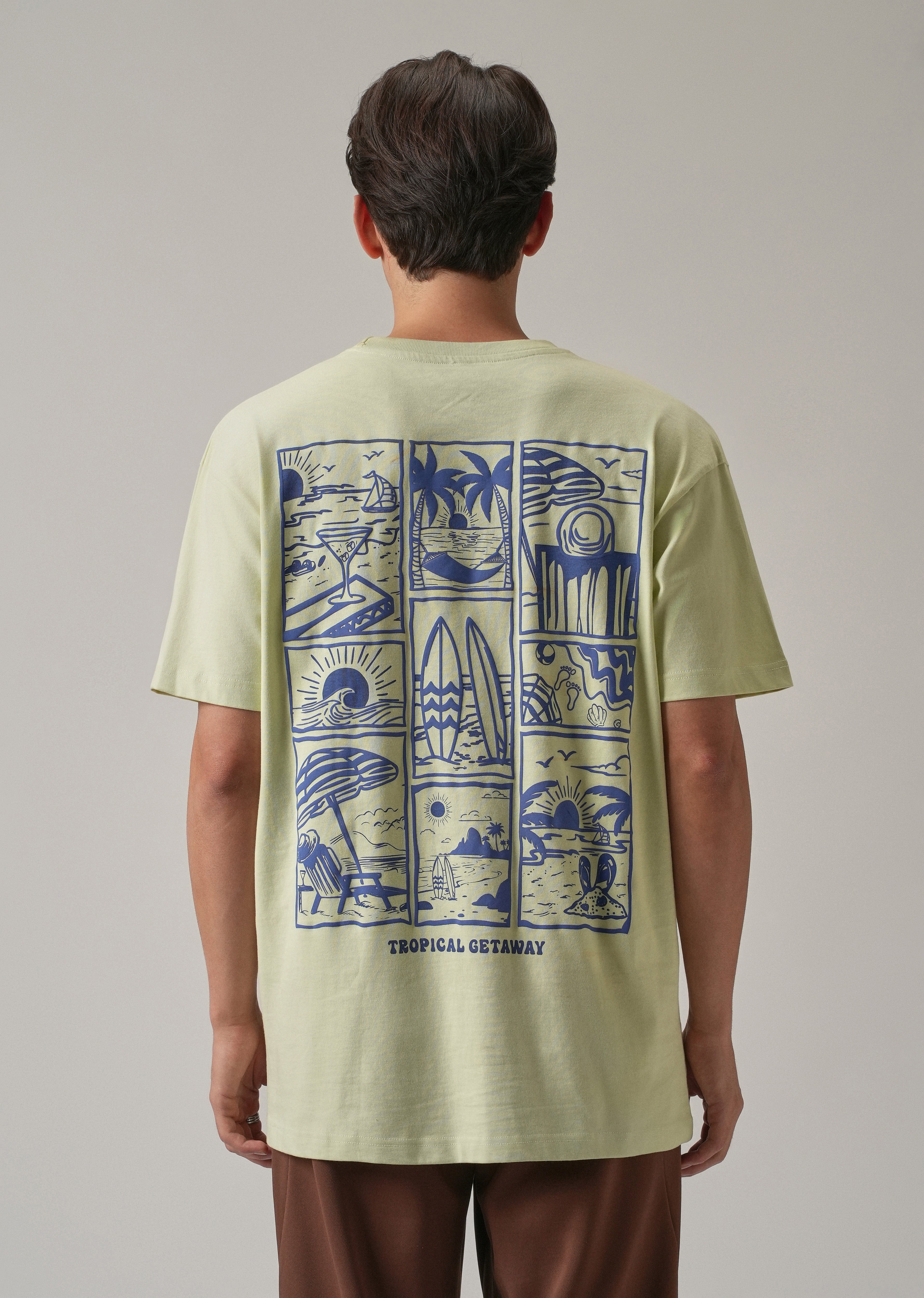 Light Green Back Printed Oversized T-Shirt
