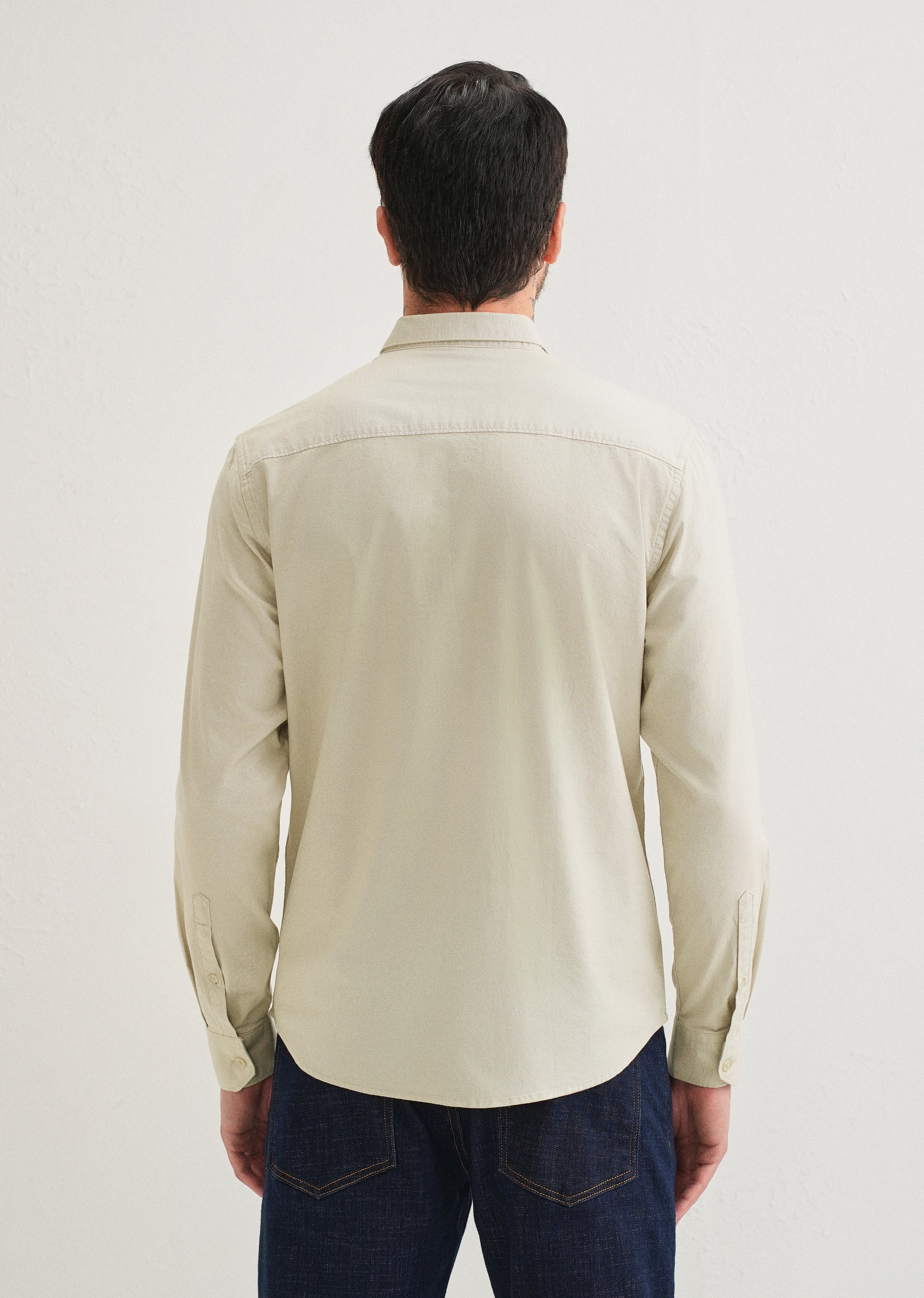 Light Tan Contrast Placket Shirt