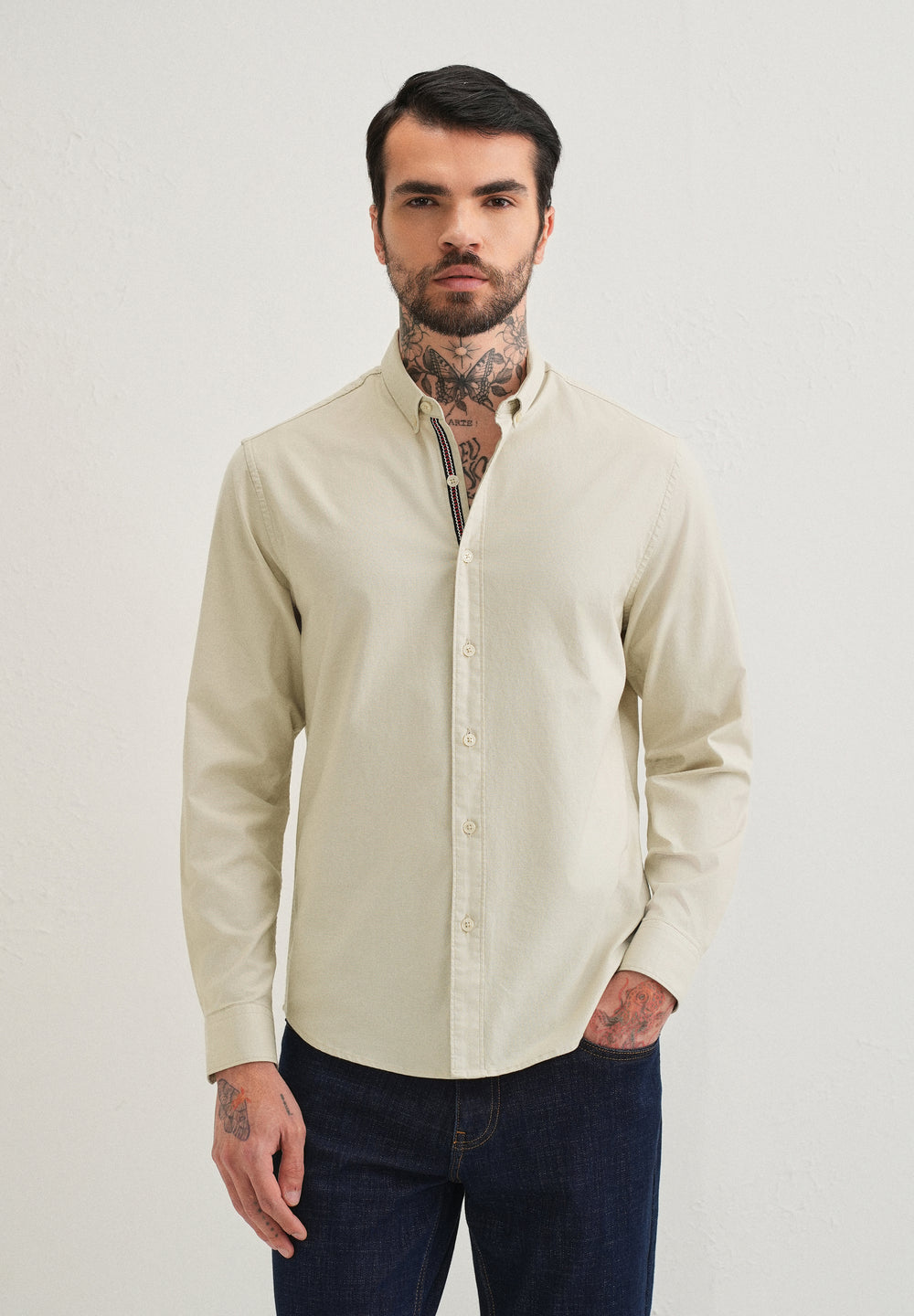 Light Green Contrast Placket Shirt