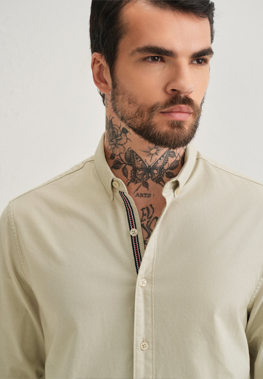 Light Green Contrast Placket Shirt