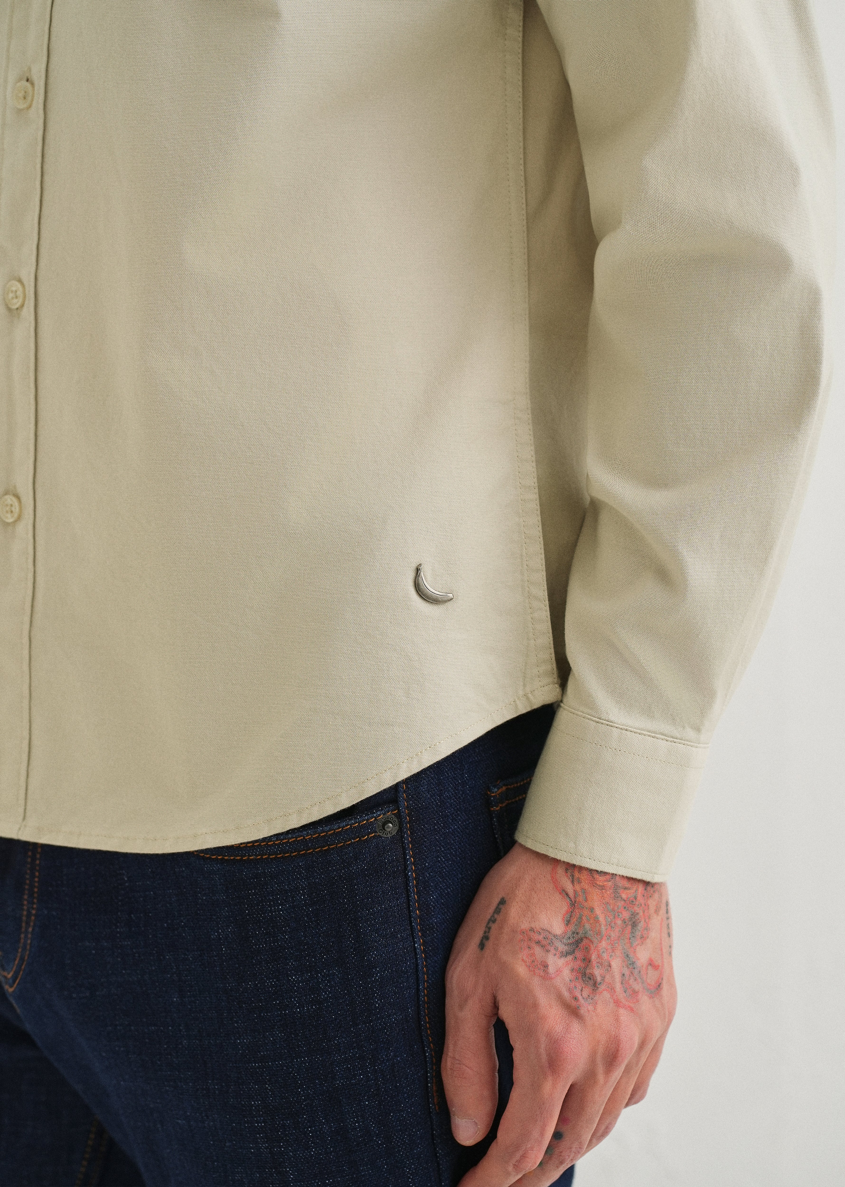 Light Tan Contrast Placket Shirt