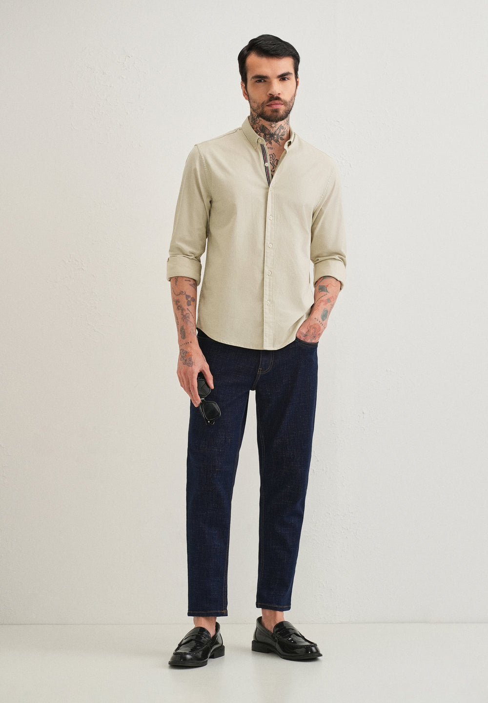Light Green Contrast Placket Shirt