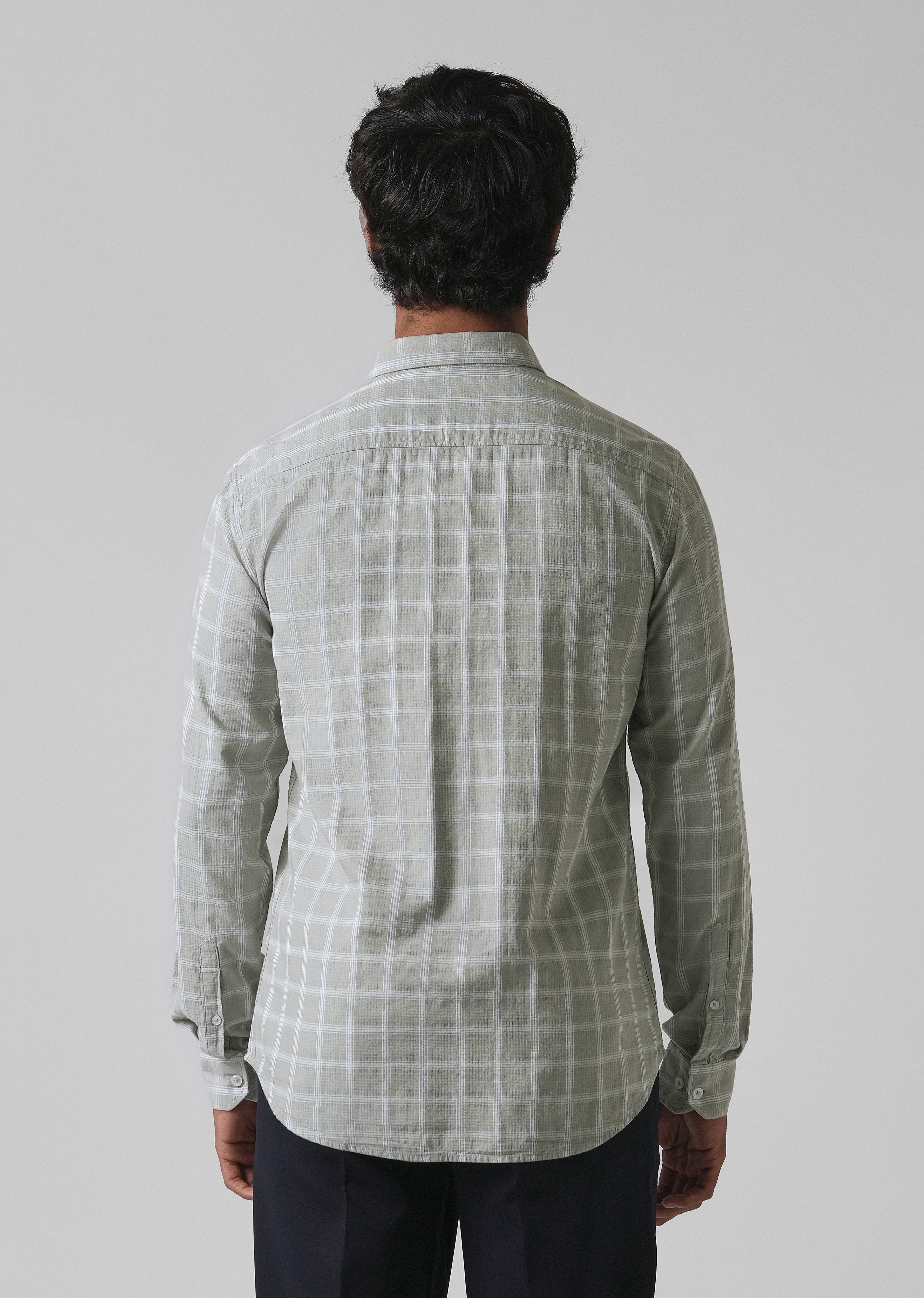 Light Green Cotton Check Shirt