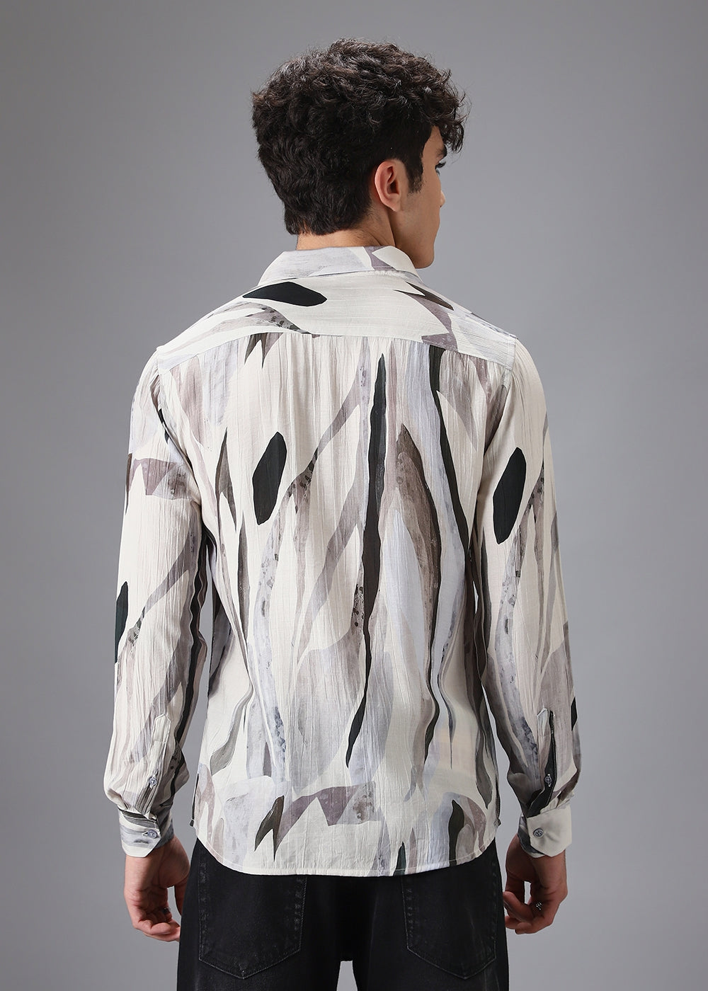 Light Green Leaf Crushed Printed Shirt