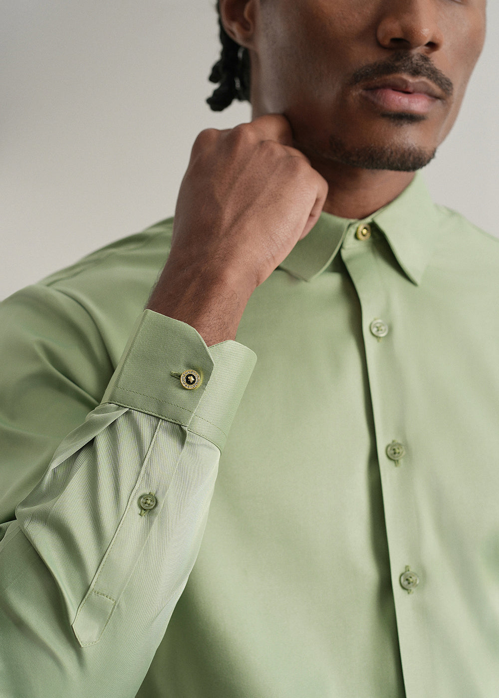 Light Green Plain Stitchless Placket Shirt