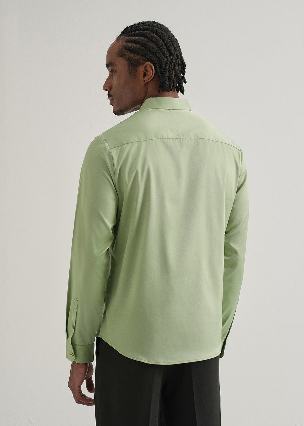 Light Green Plain Stitchless Placket Shirt