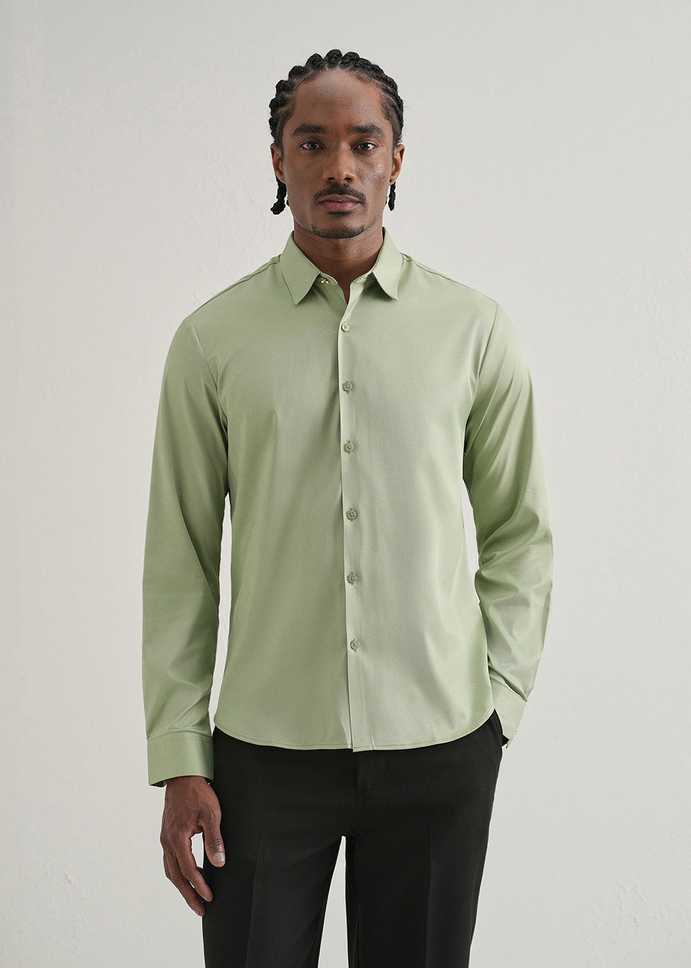 Light Green Plain Stitchless Placket Shirt