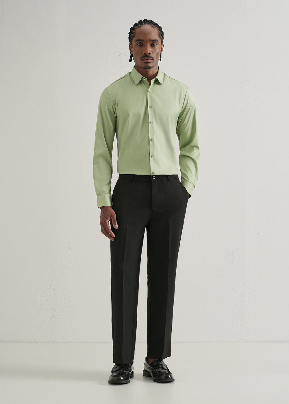 Light Green Plain Stitchless Placket Shirt