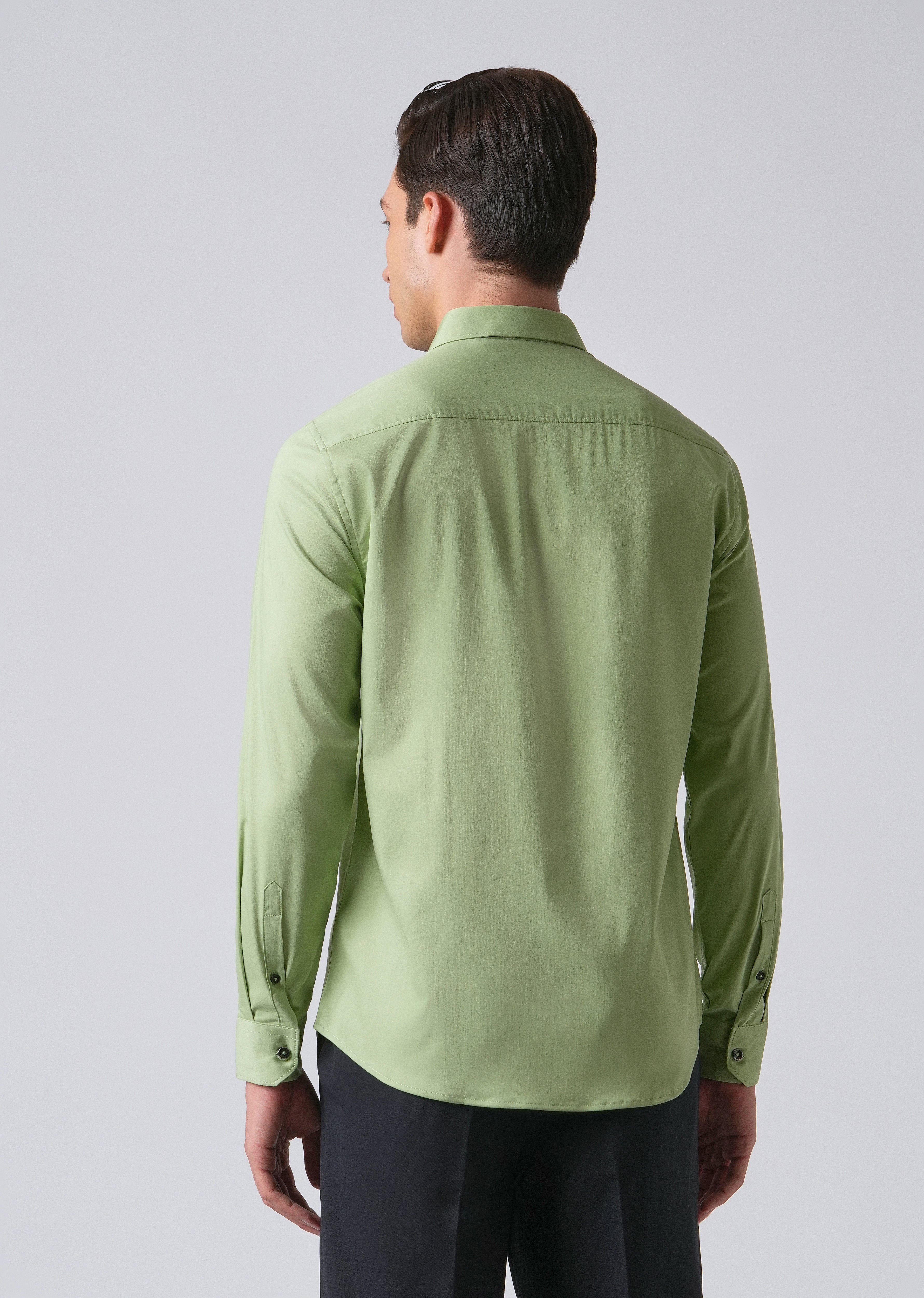 Light Green Cotton Stretch Plain Shirt