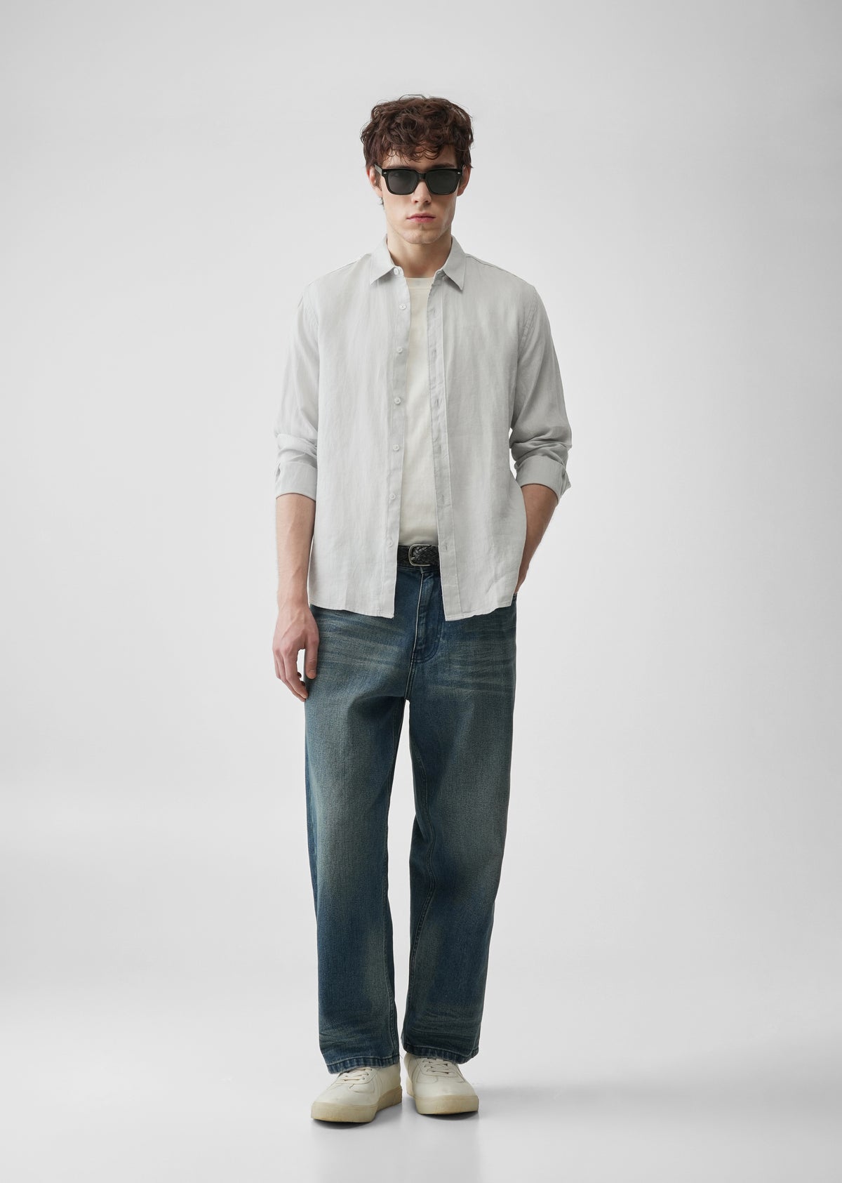 Light Grey 100% Pure Linen Shirt