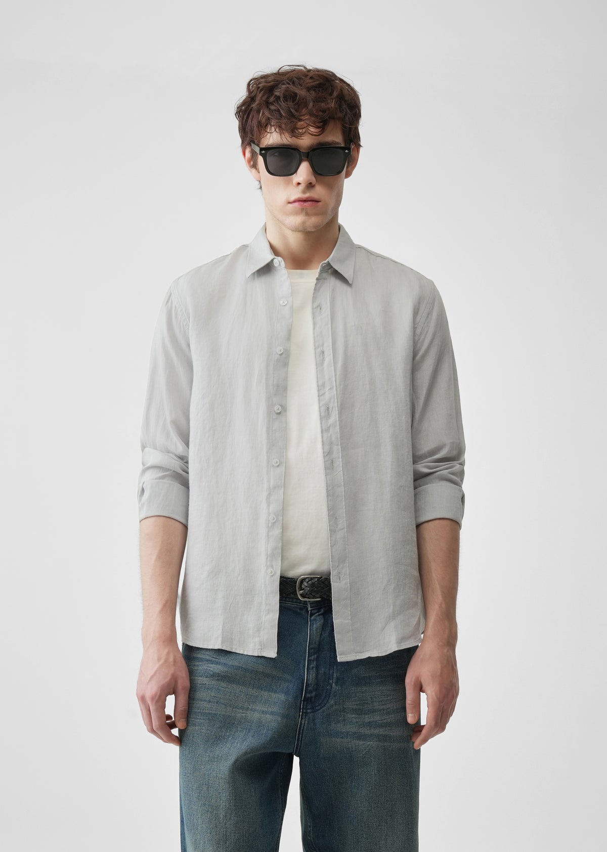 Light Grey 100% Pure Linen Shirt
