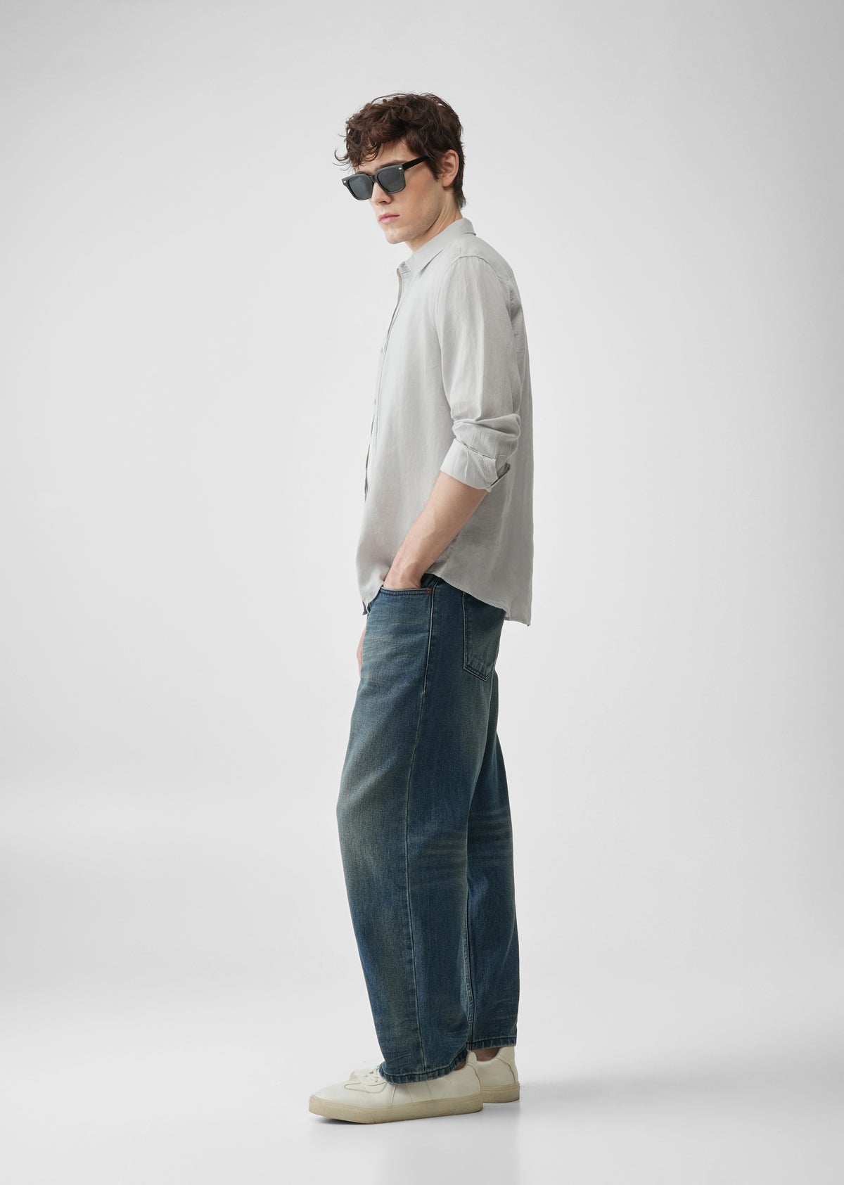 Light Grey 100% Pure Linen Shirt