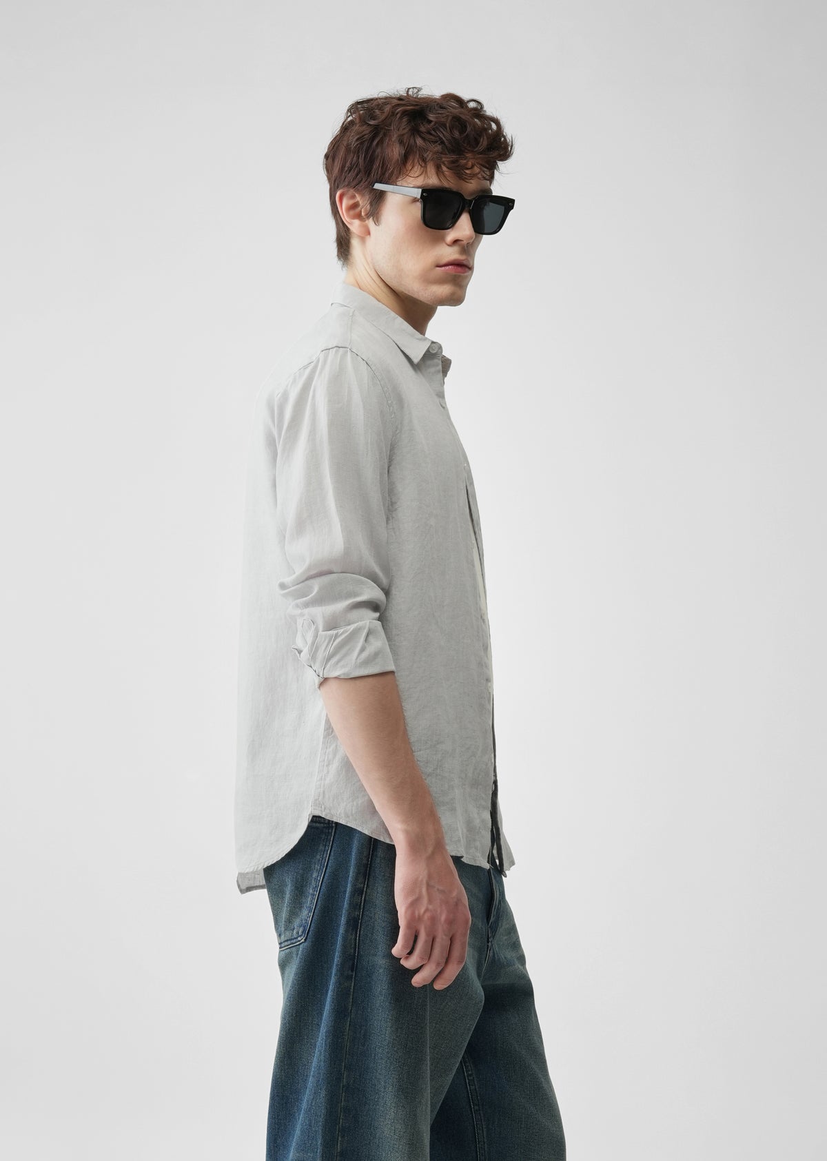 Light Grey 100% Pure Linen Shirt