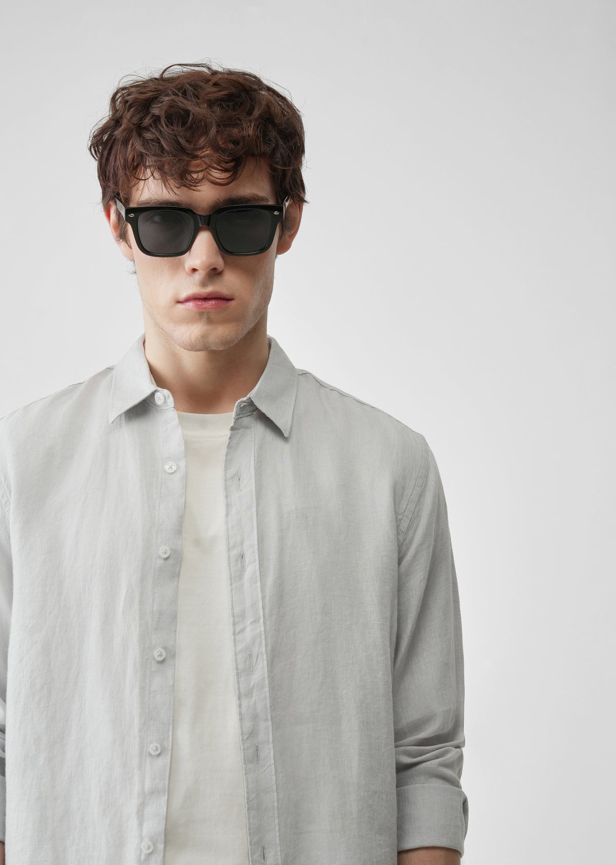 Light Grey 100% Pure Linen Shirt