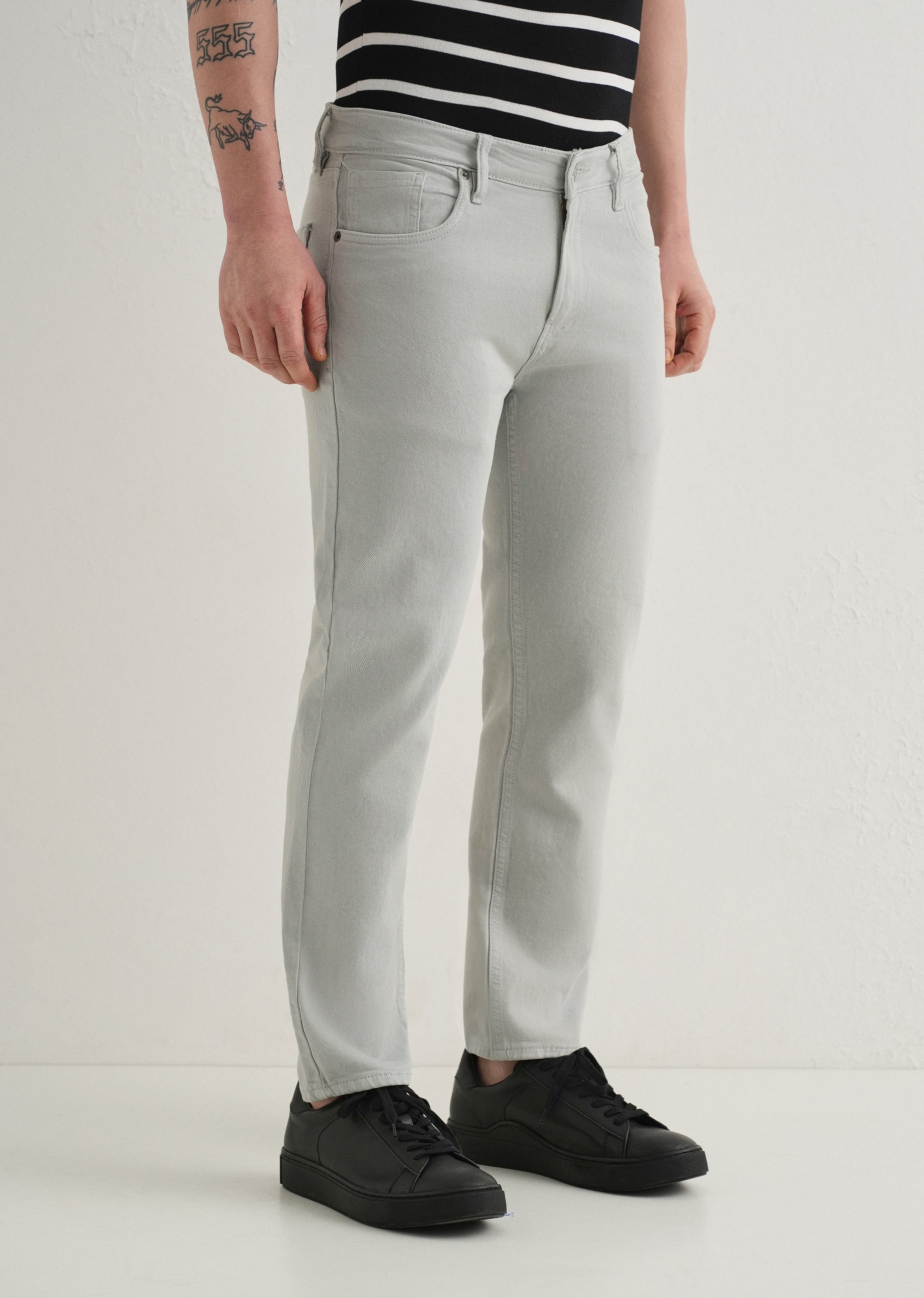 Light Grey Ankle Slim Fit Denim