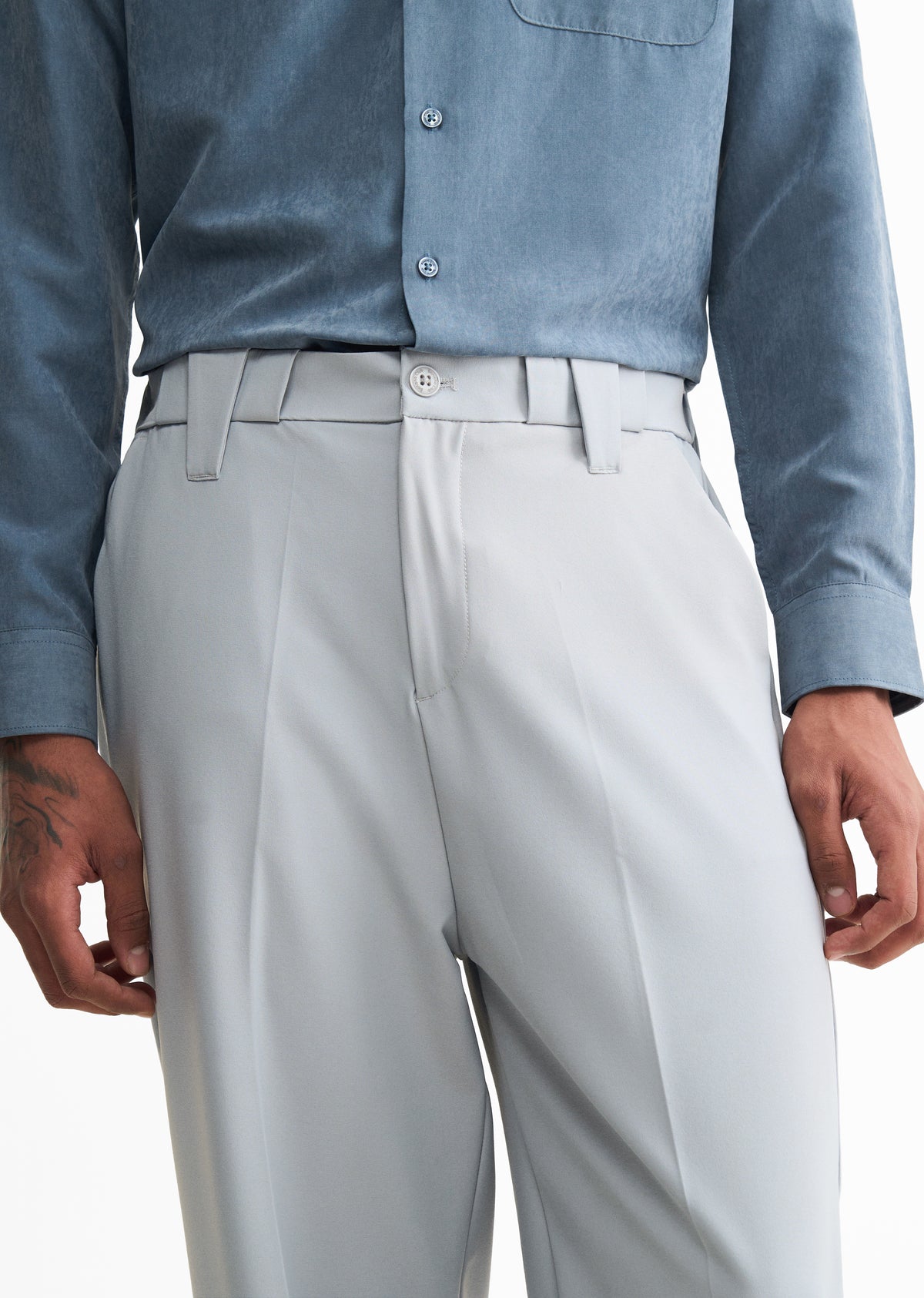 Light Grey Back Elastic Relaxed Fit Trouser