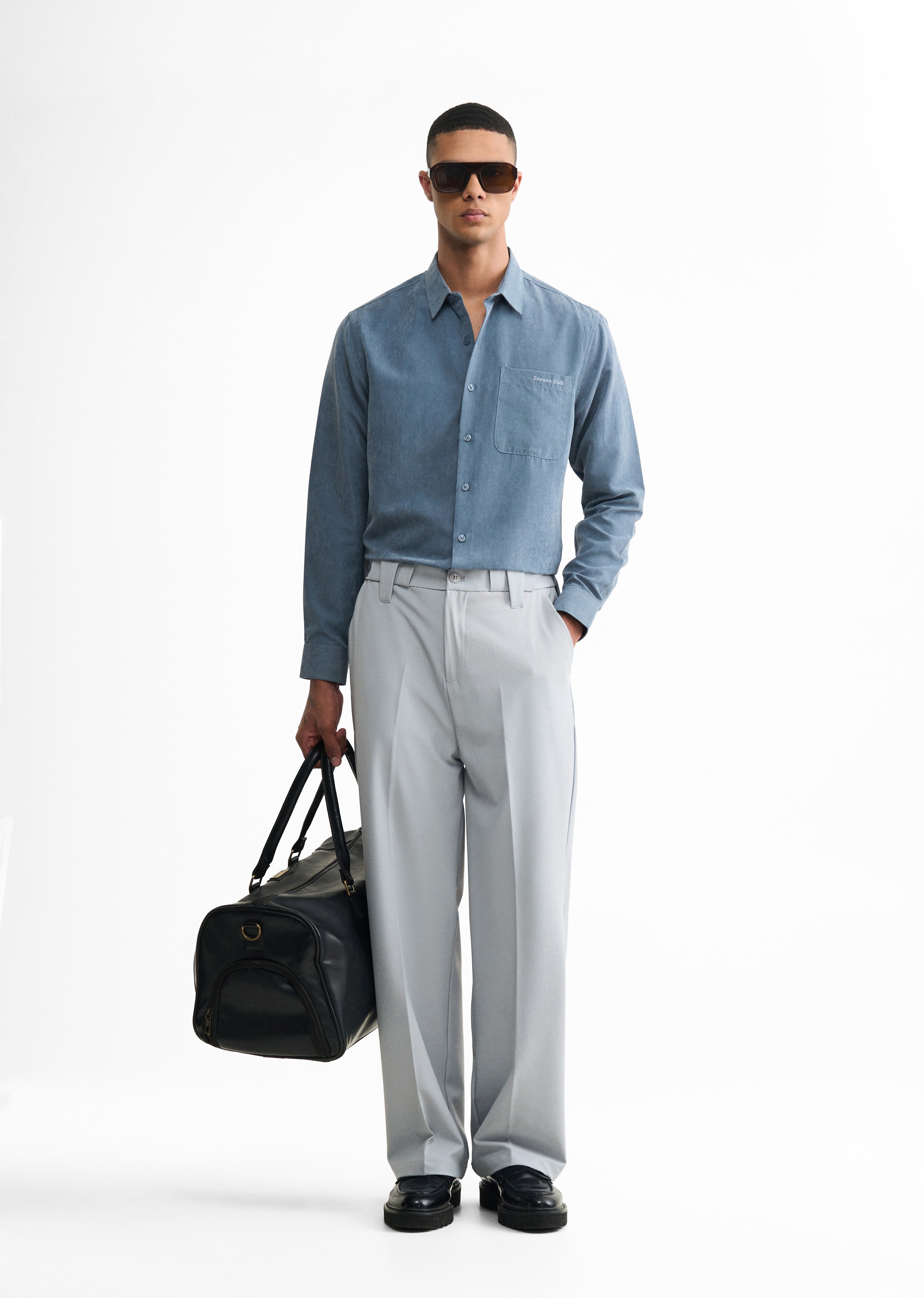 Light Grey Back Elastic Relaxed Fit Trouser