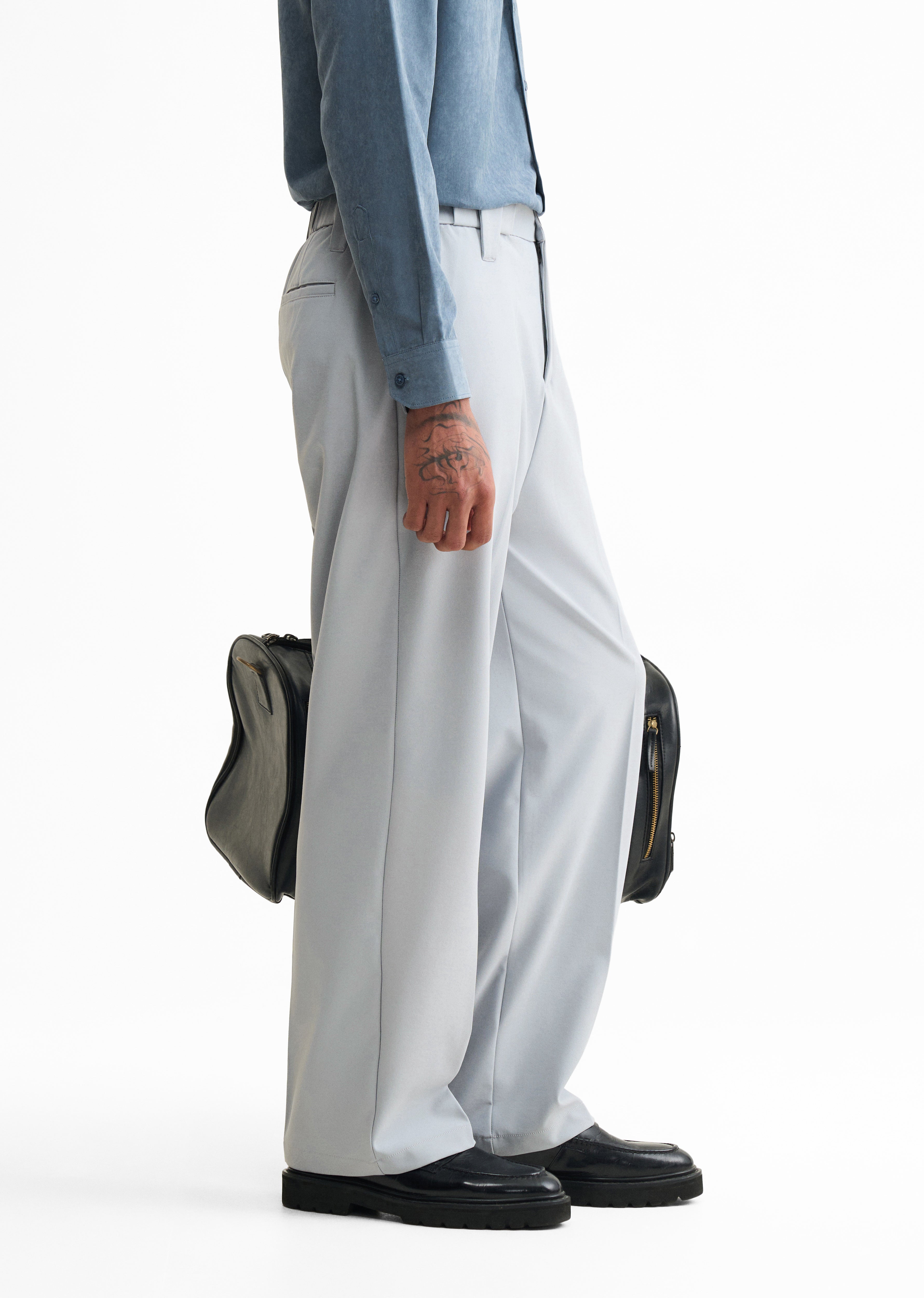 Light Grey Back Elastic Relaxed Fit Trouser