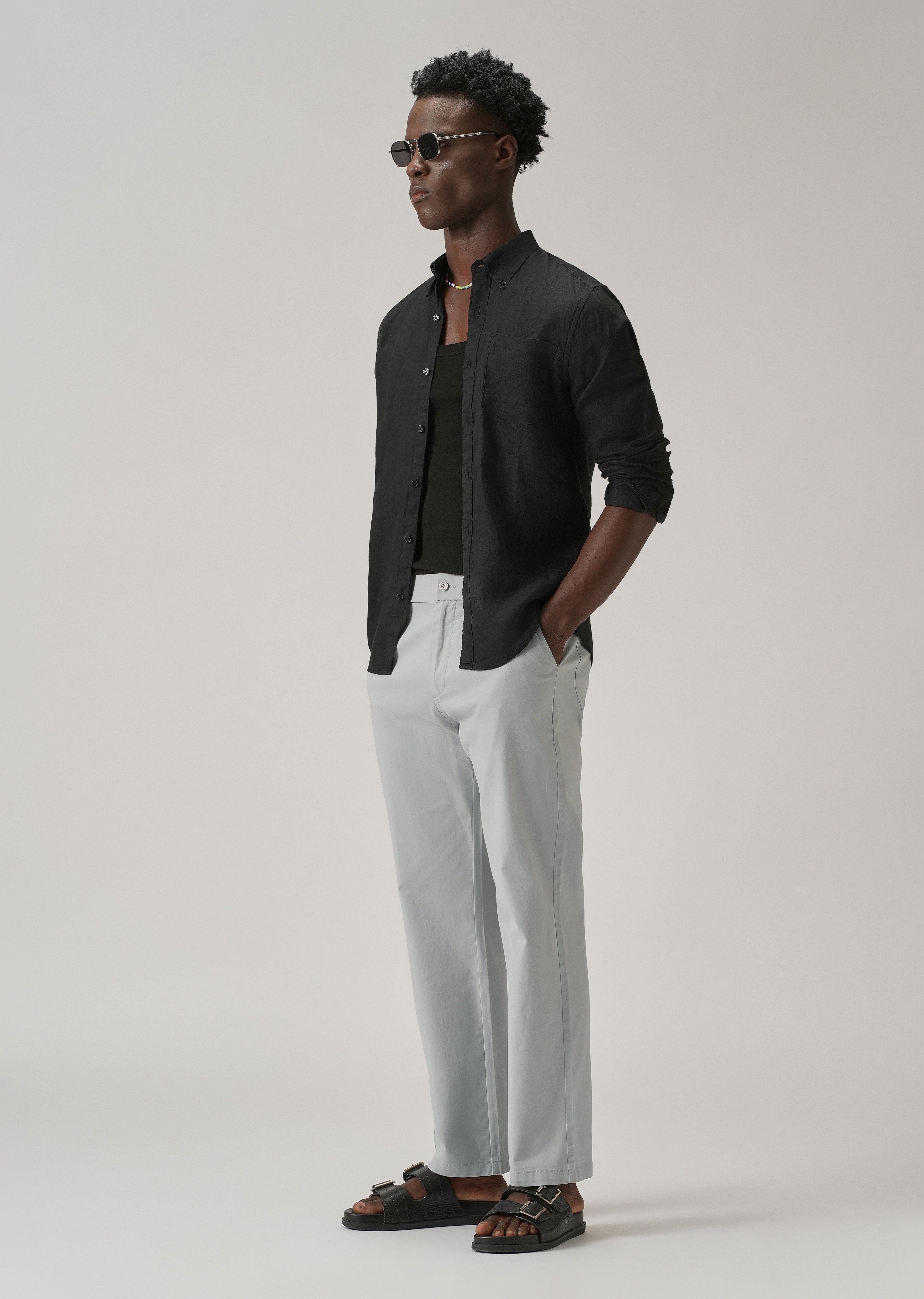 Baggy Fit Light Grey Chinos
